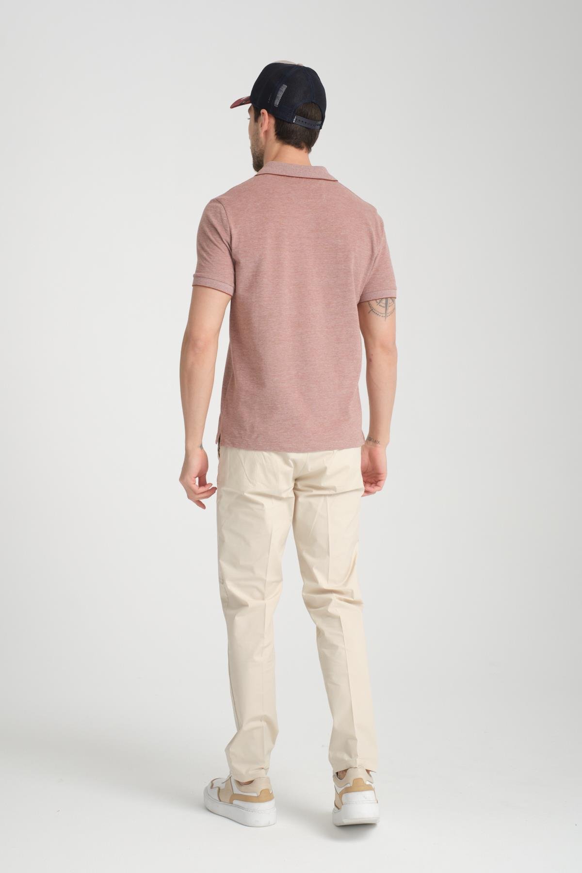 Boggee Pedso Erkek Bordo İtalyan Yaka Çekmez Likralı %100 Pamuklu Kumaş Slim Fit Polo Yaka Tişört