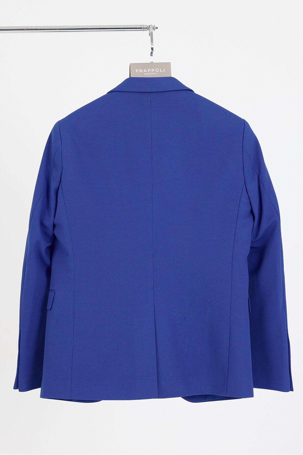 Bortolo Erkek Mavi Örme Esneyen Likralı Mono Yaka Slim Fit Spor Blazer Ceket