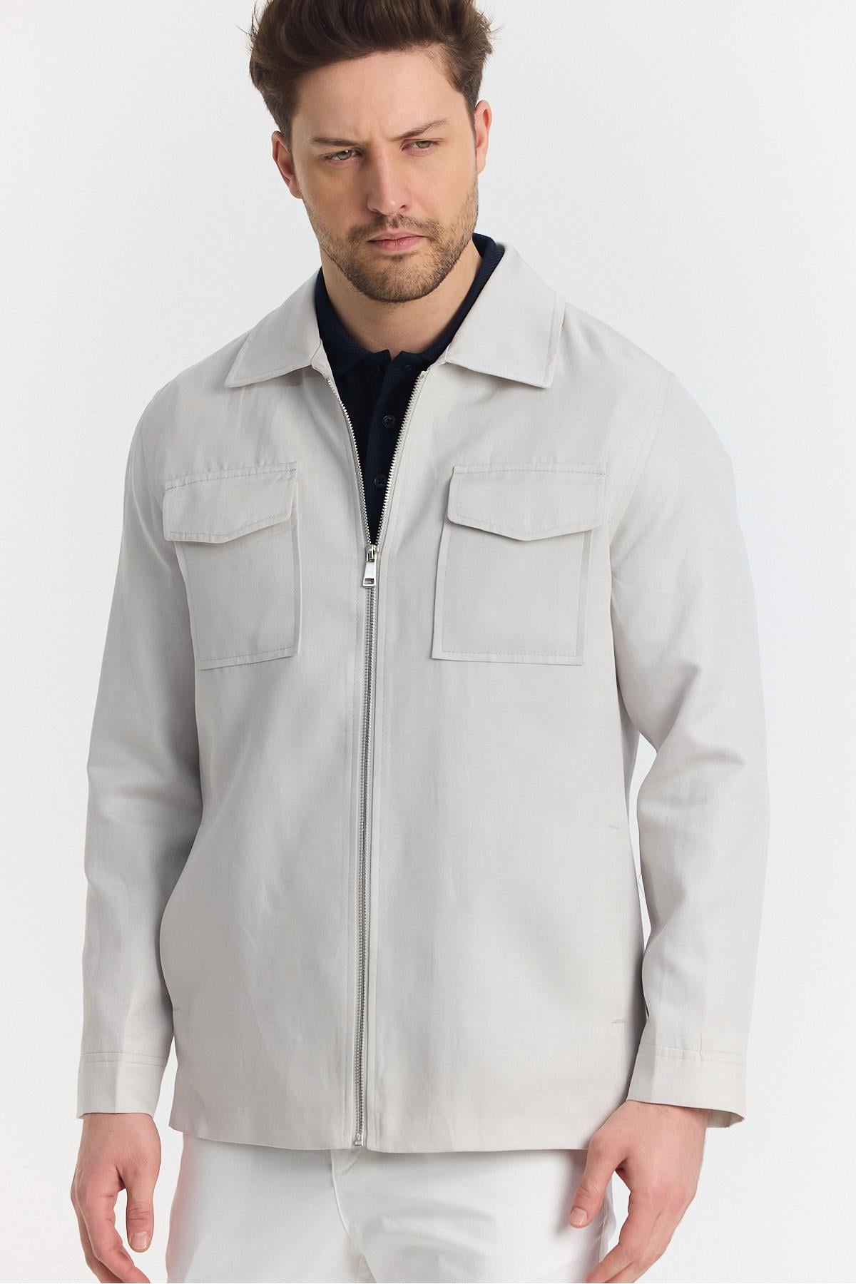 Davix  Erkek Taş İlkbahar Over Jacket İnce Ceket %100 Linen Keten Yeni Sezon