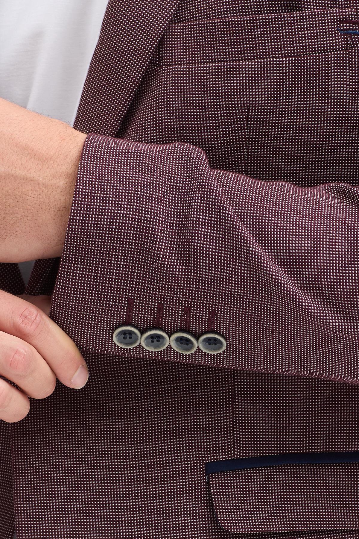 Domingos Erkek Bordo Pamuklu Dirsekli Slim Fit Spor Blazer Ceket