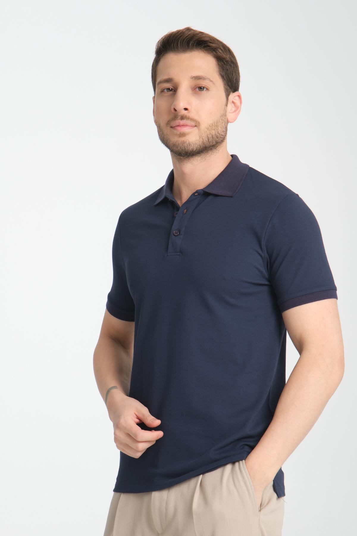Düz Polo Yaka Regular Fit 100% Pamuk Pike Tişört