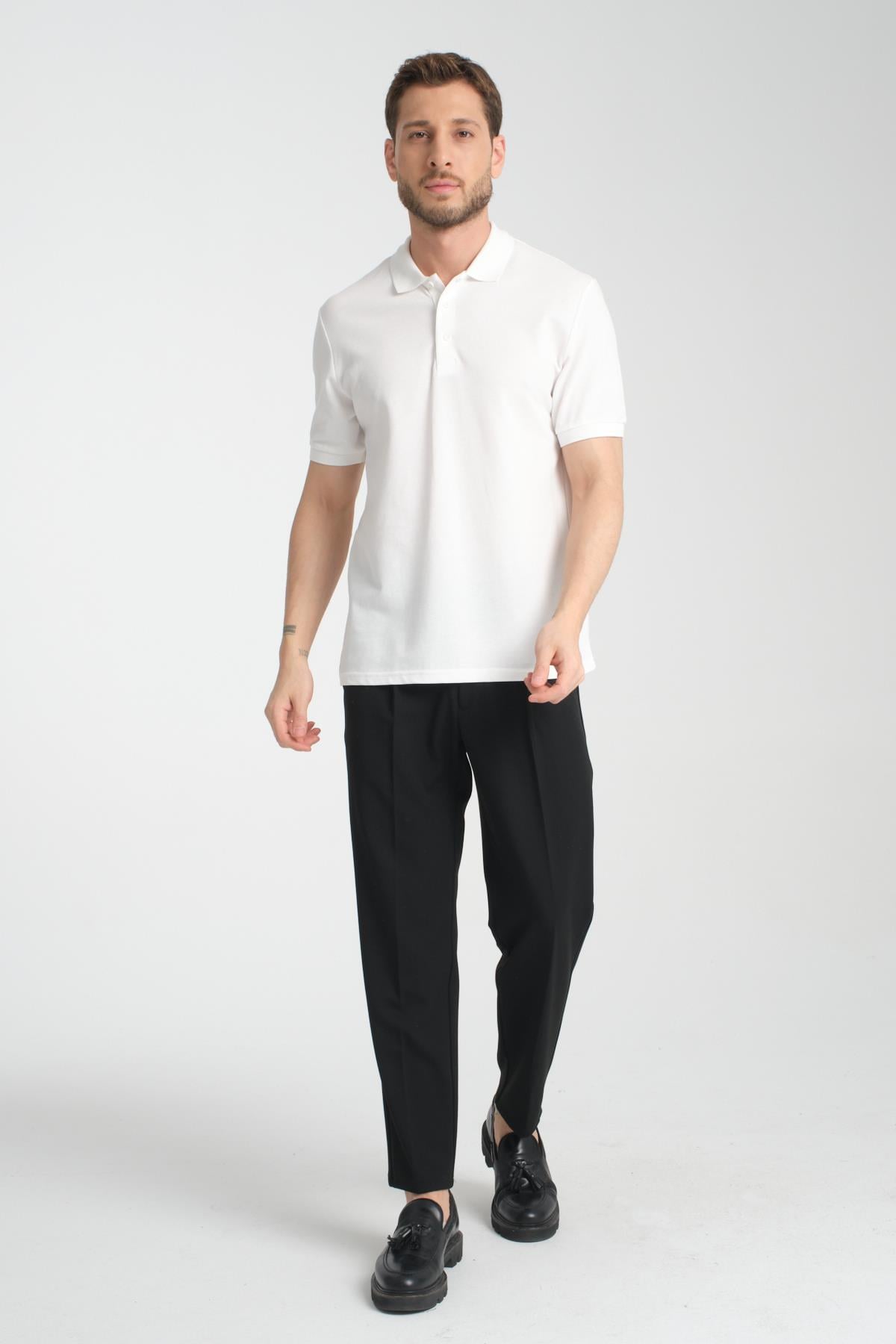 Düz Polo Yaka Regular Fit 100% Pamuk Pike Tişört