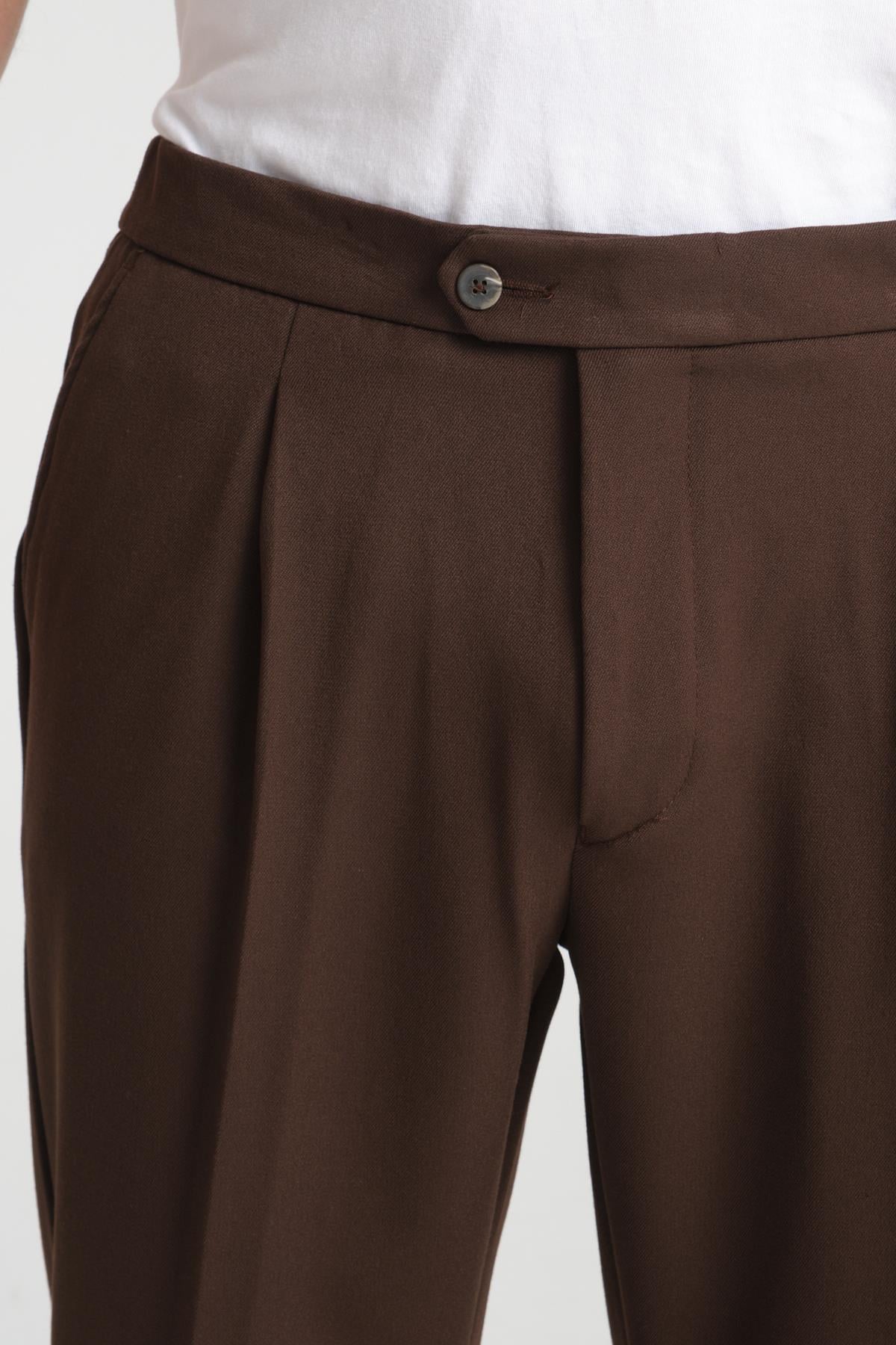 Erkek Beli Lastikli Kalın Kaşe Görünümlü Casual pantolon