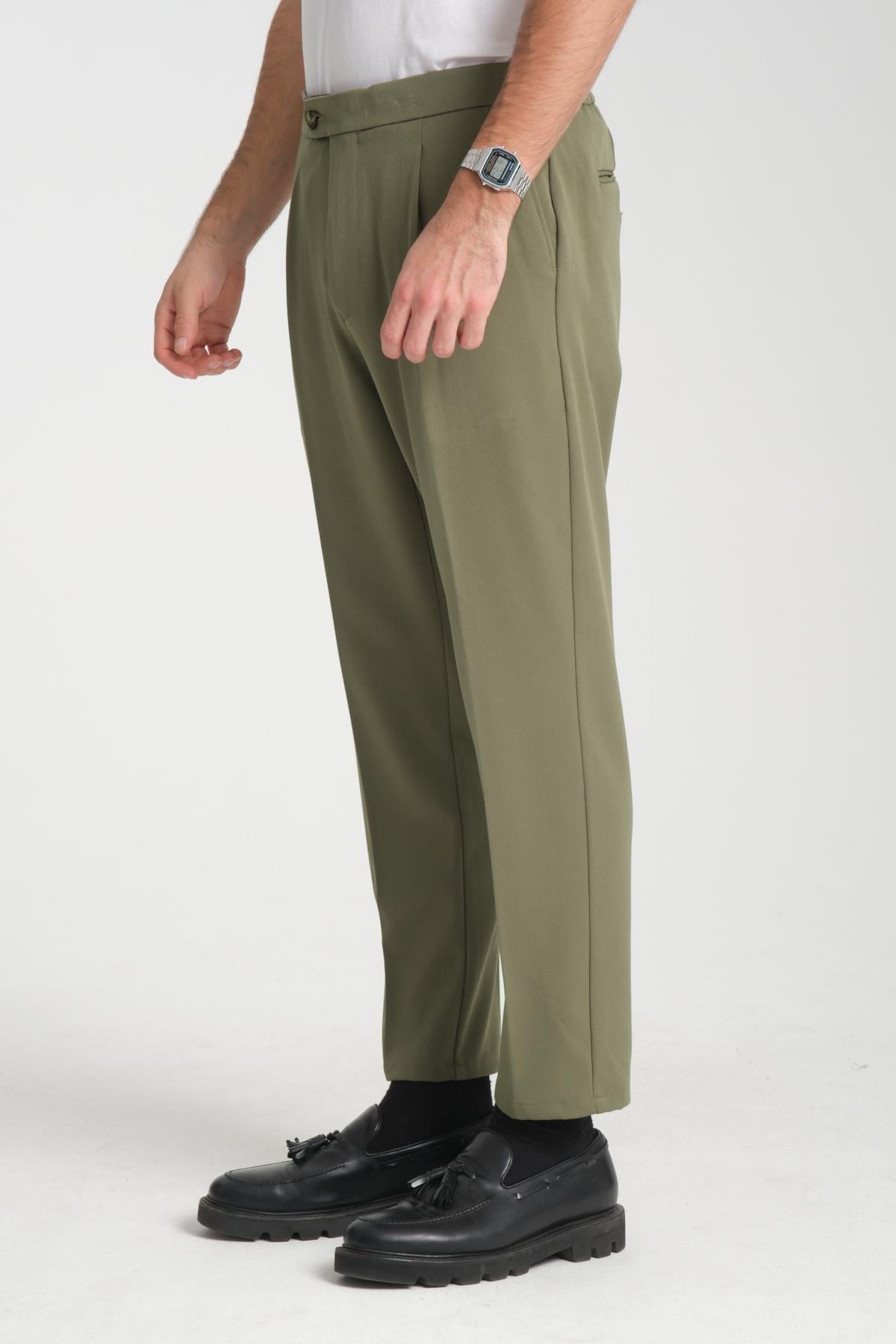 Erkek Beli Lastikli Kalın Kaşe Görünümlü Casual pantolon
