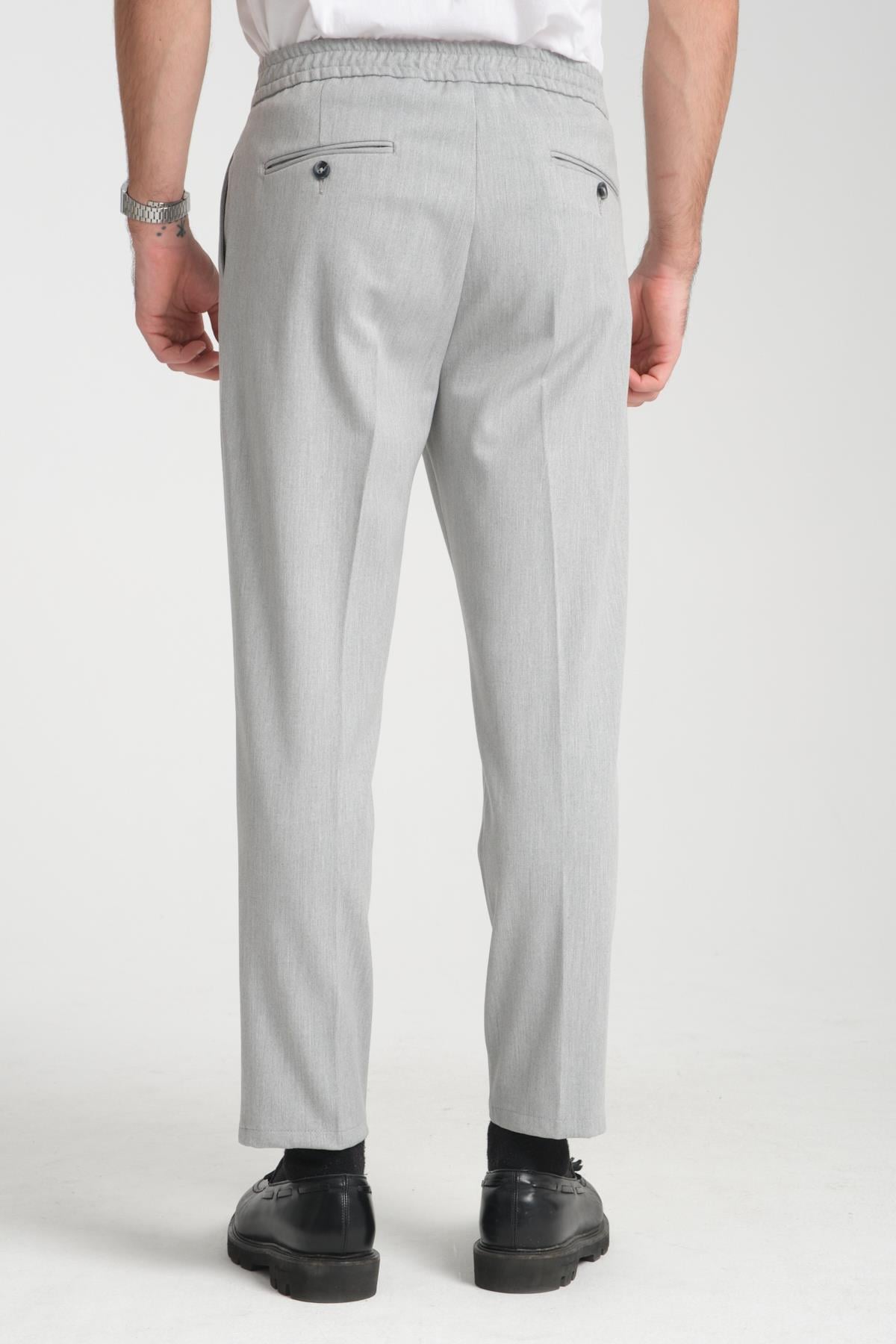Erkek Beli Lastikli Kalın Kaşe Görünümlü Casual pantolon