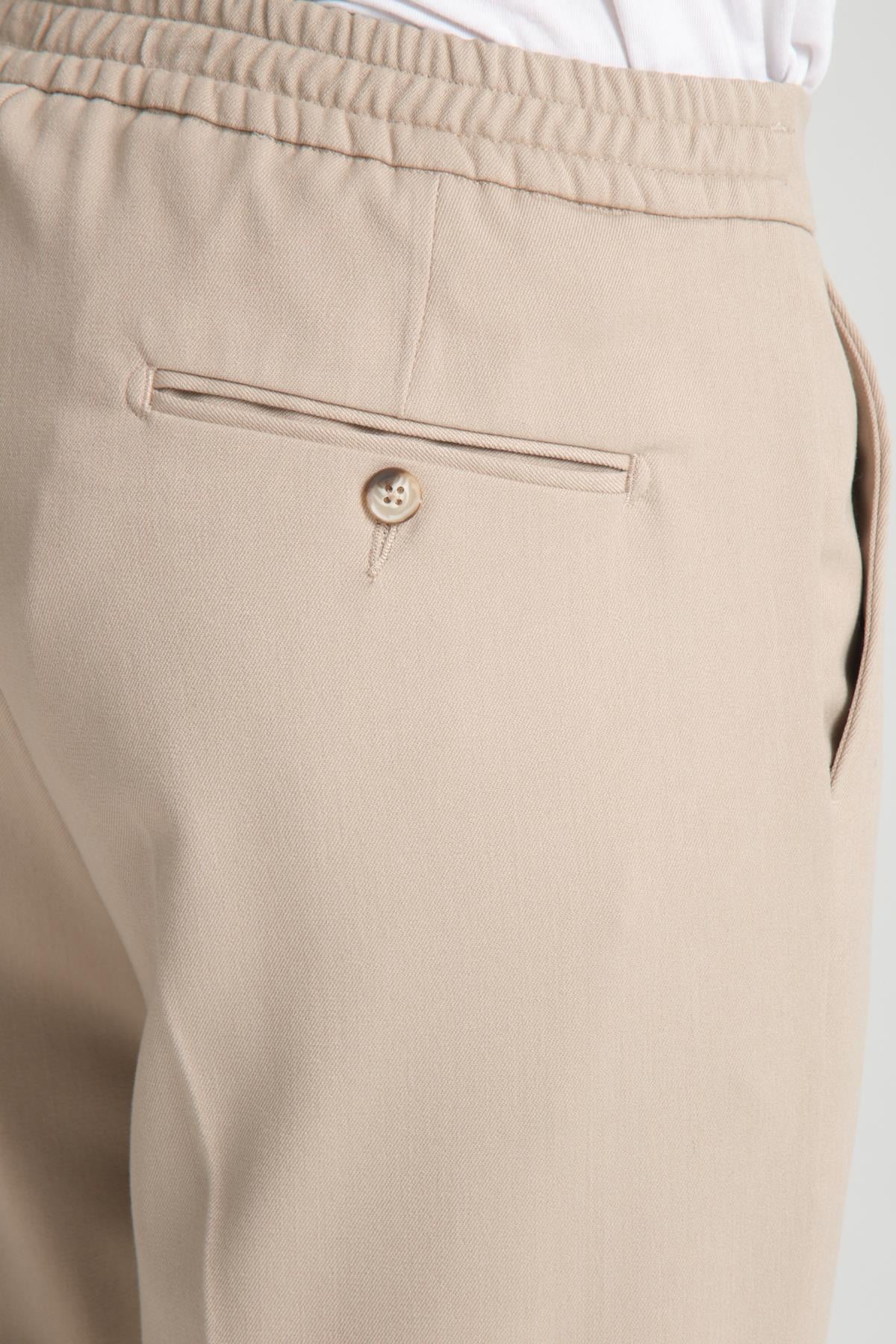 Erkek Beli Lastikli Kalın Kaşe Görünümlü Casual pantolon