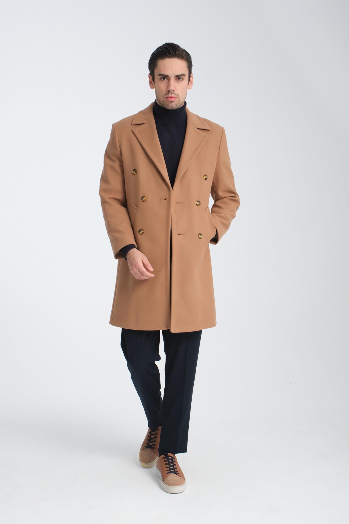 Erkek Kalın Kruvaze Kaban-palto Regular Fit