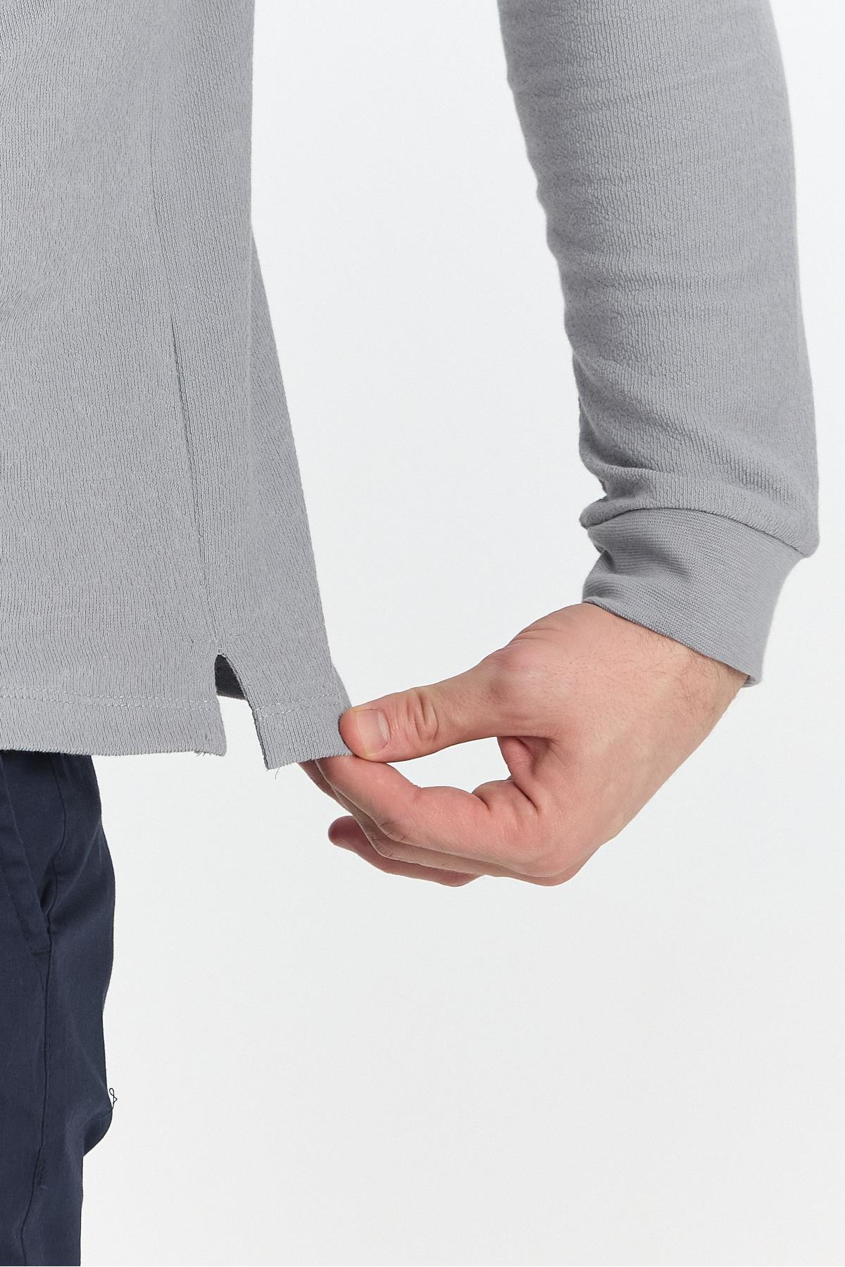 Erkek Regular Fit Polo Yaka Basic Sweatshirt Damla Örğülü