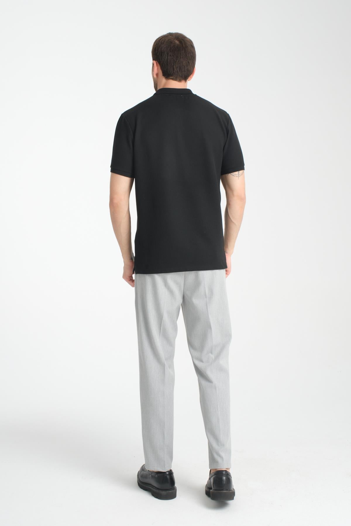 Esnek Örme Düğmeli Polo Yaka Erkek Classic Fit Polo Yaka T-Shirt 100% Pamuk