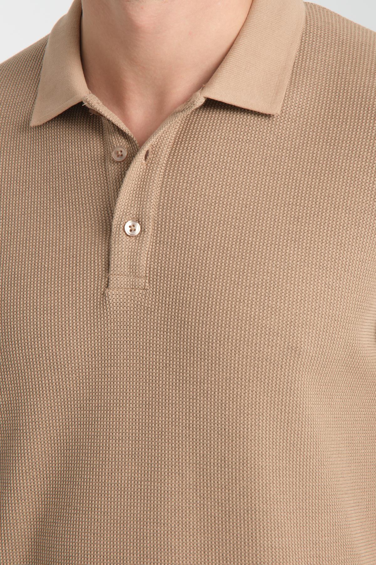 Esnek Örme Düğmeli Polo Yaka Erkek Classic Fit Polo Yaka T-Shirt 100% Pamuk