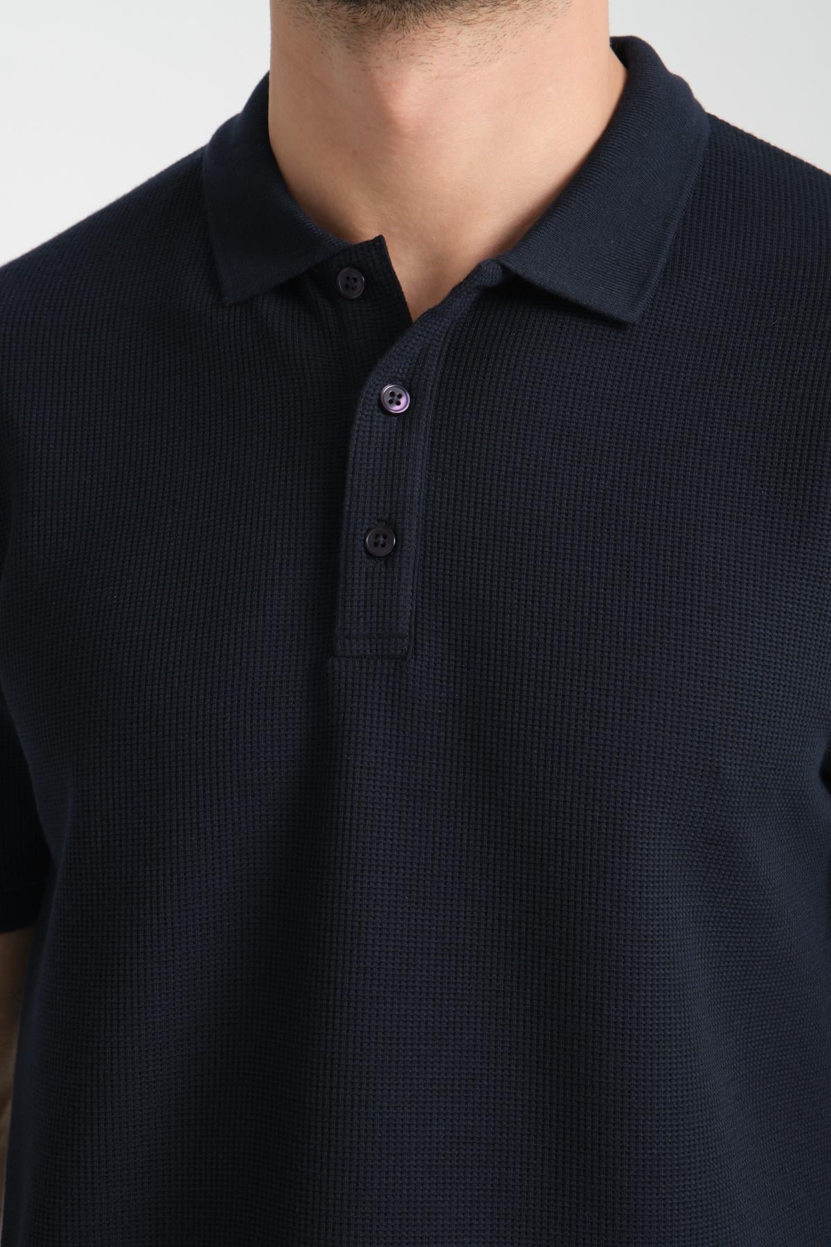 Esnek Örme Düğmeli Polo Yaka Erkek Classic Fit Polo Yaka T-Shirt 100% Pamuk