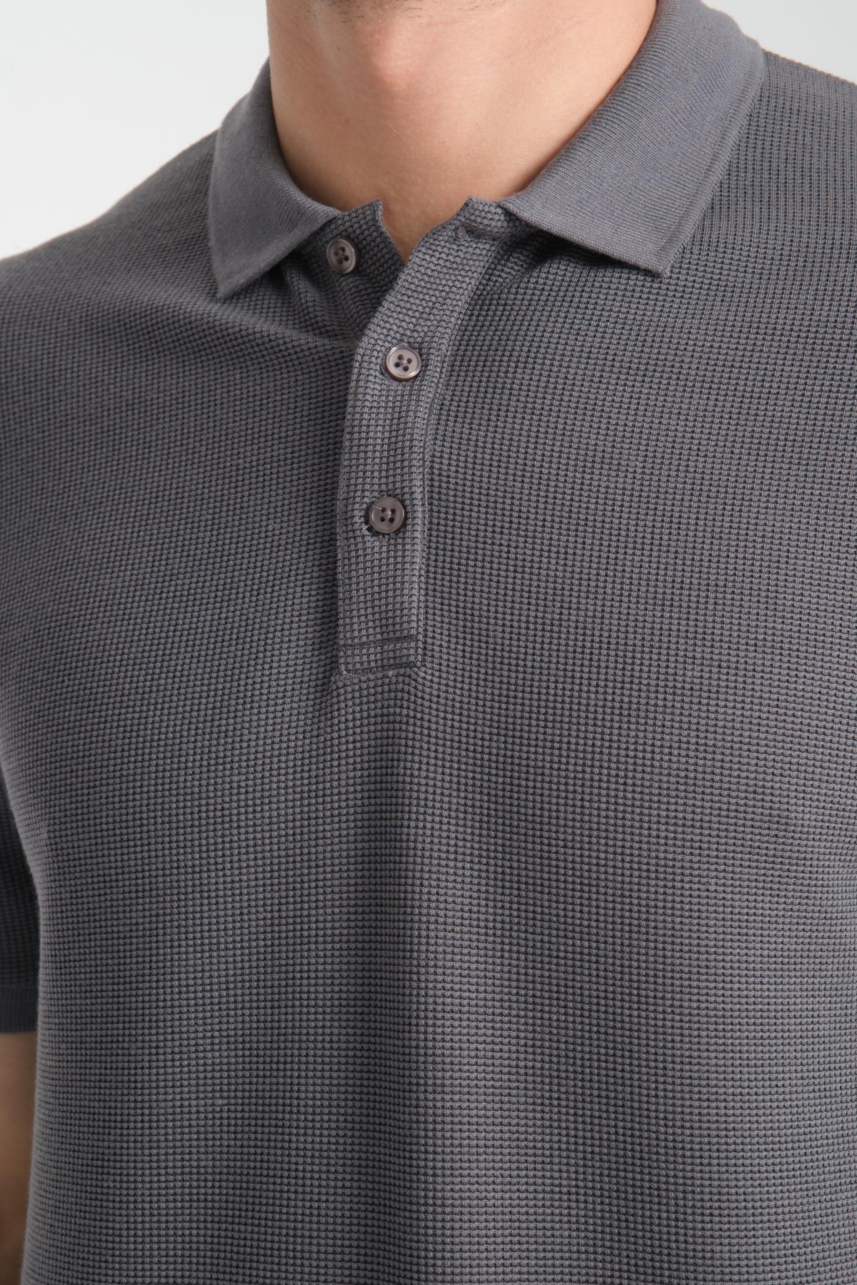 Esnek Örme Düğmeli Polo Yaka Erkek Classic Fit Polo Yaka T-Shirt 100% Pamuk