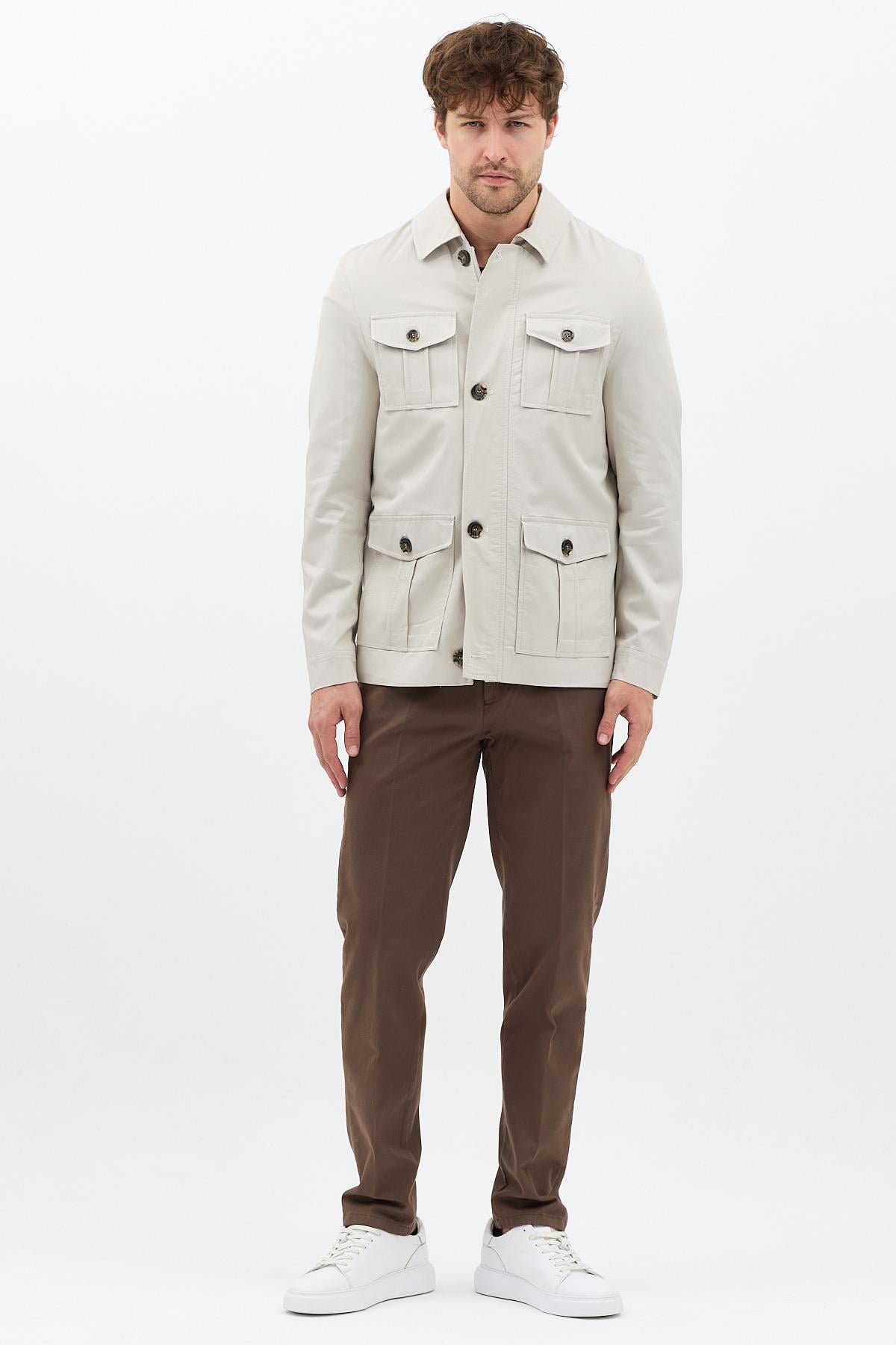 Fred Erkek Stone İtalyan Kesim Slim Fit İlkbahar-Sonbahar Trençkot-Mont