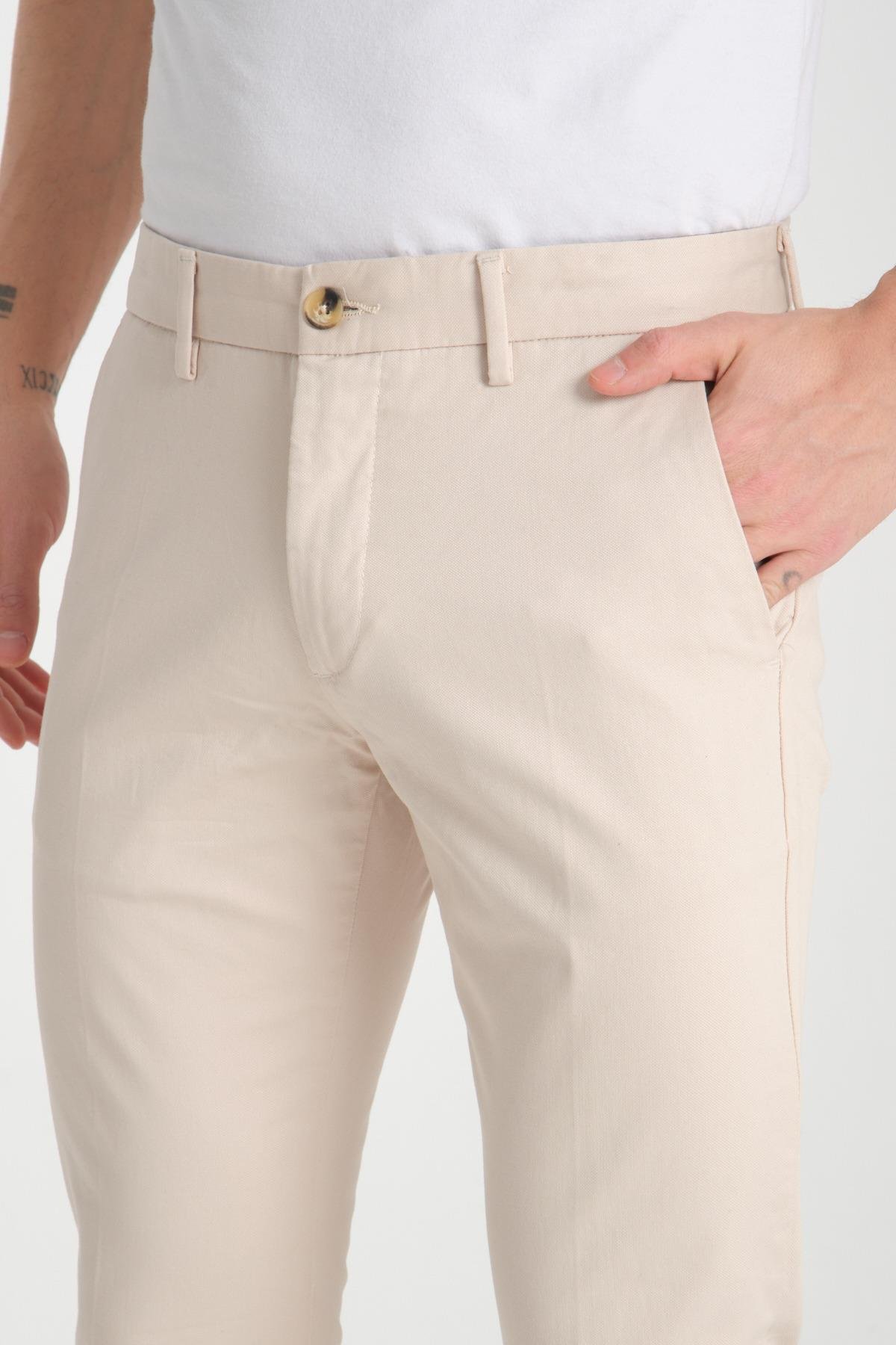 Gabardin Pamuklu Erkek Slim Fit Kalıp Yetişkin Chino Pantolon
