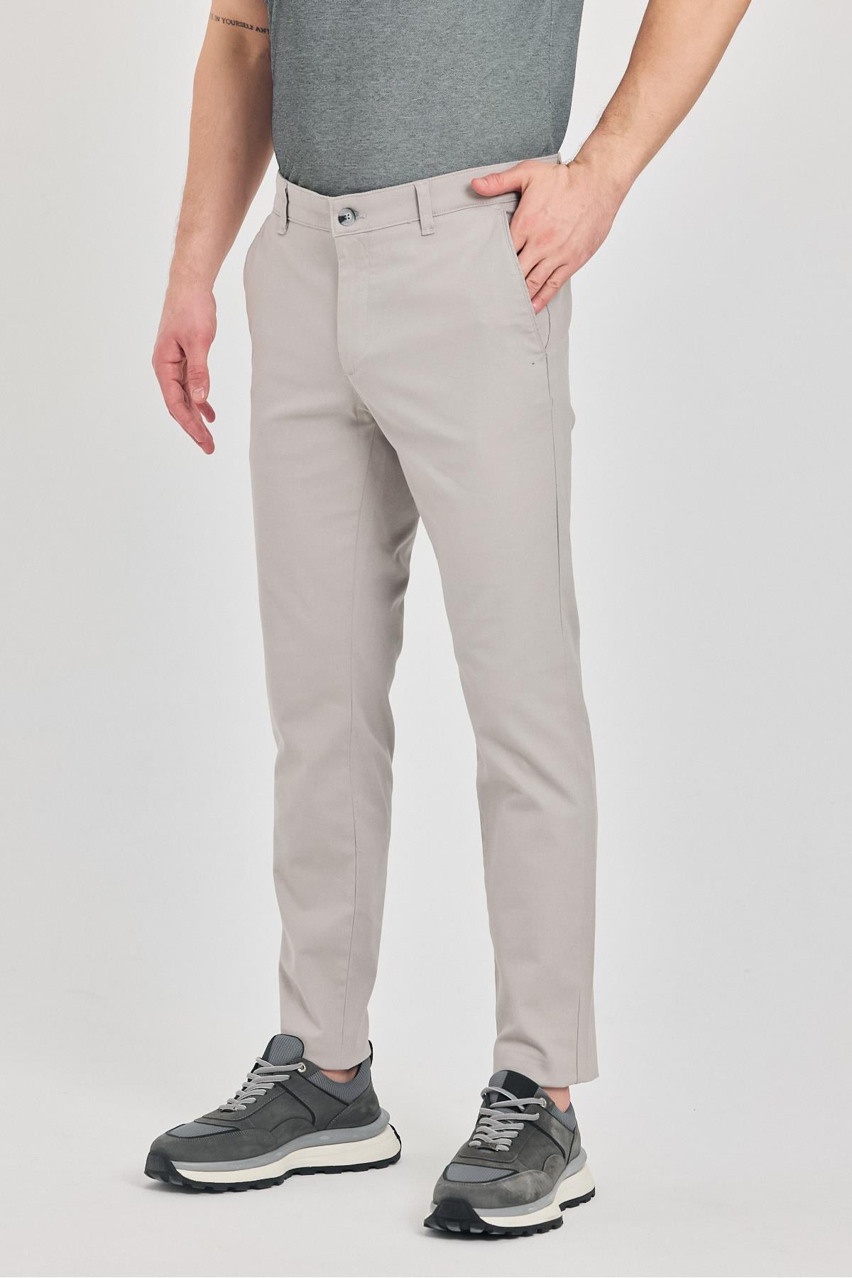 İbiza Erkek Taş Pamuklu Likralı Slim Fit Pantalon