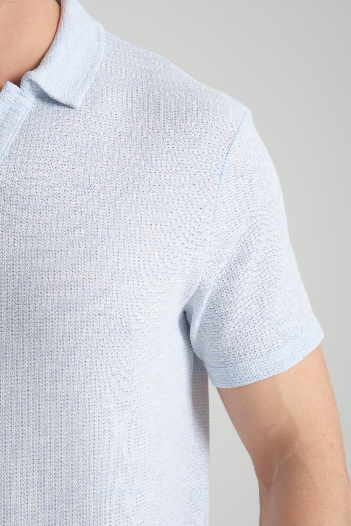 İnce Polo Yaka Waffle Erkek Regular Fit Polo Yaka T-Shirt 100% Pamuk