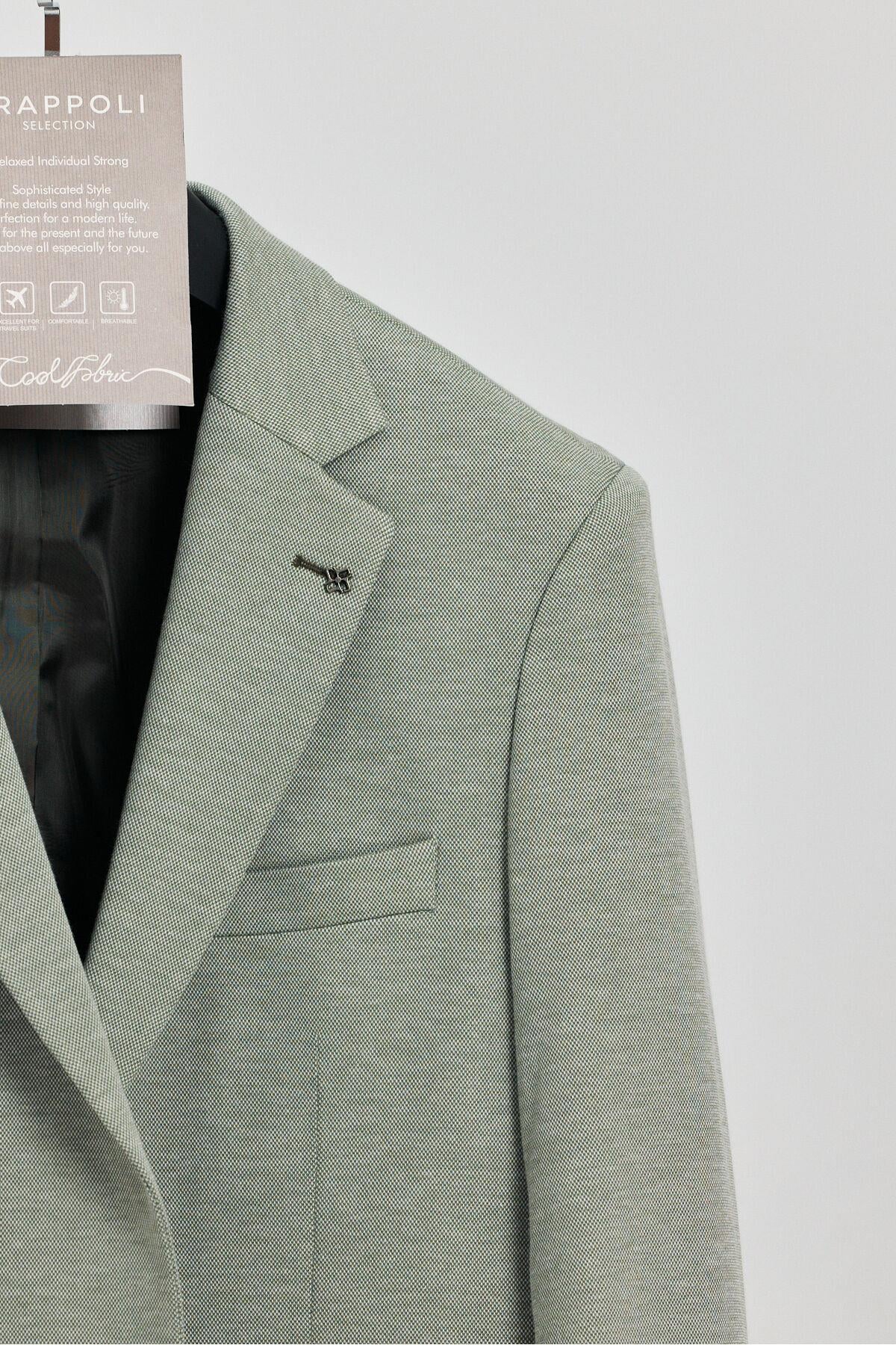 Java Erkek Green Likralı Esneyen Kumaşlı Slim Fit Blazer Ceket (Büyük Beden - Battal)