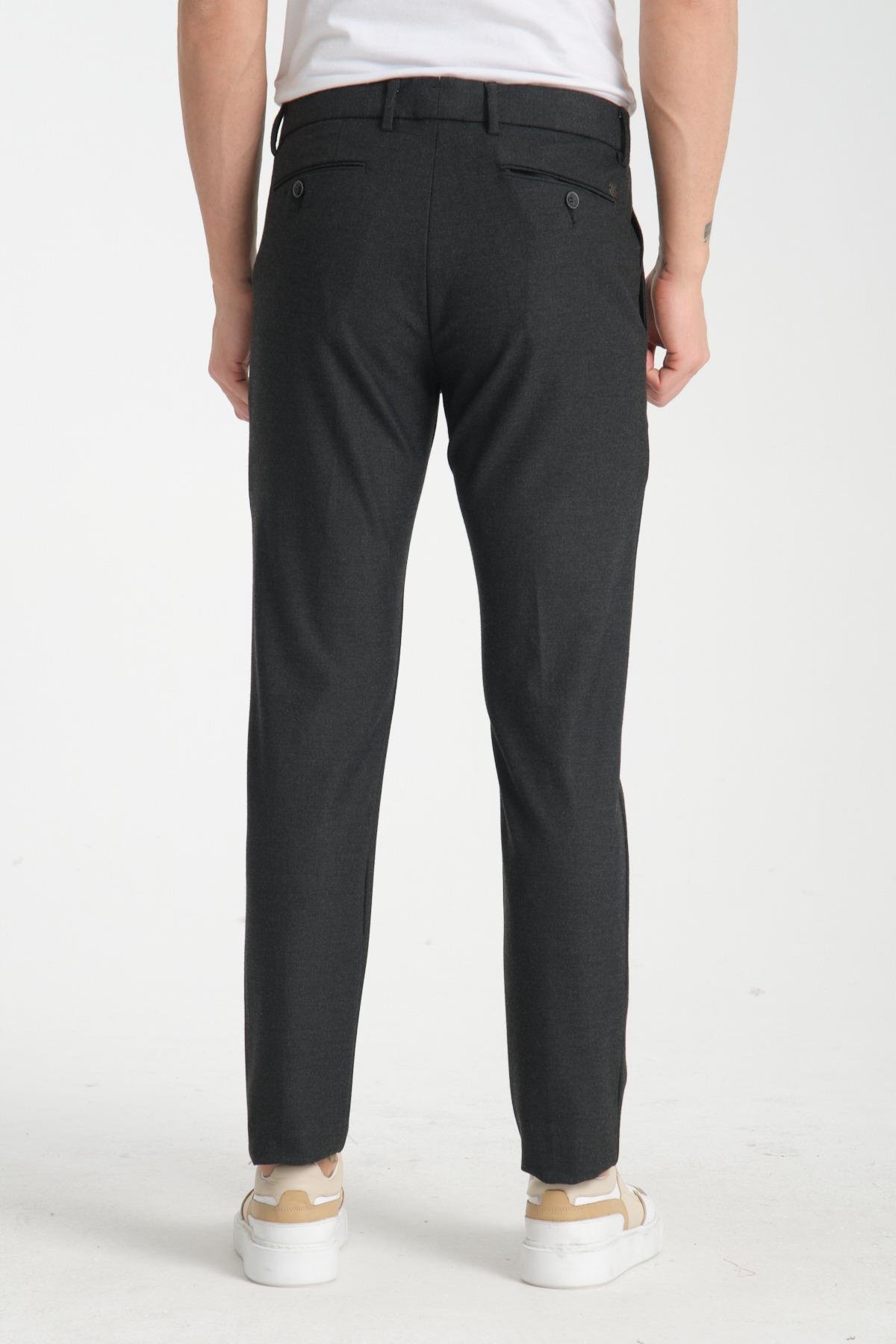 Kalın Düz Erkek Yandan Cepli Klasik Bel Slim Fit Chino Pantolon