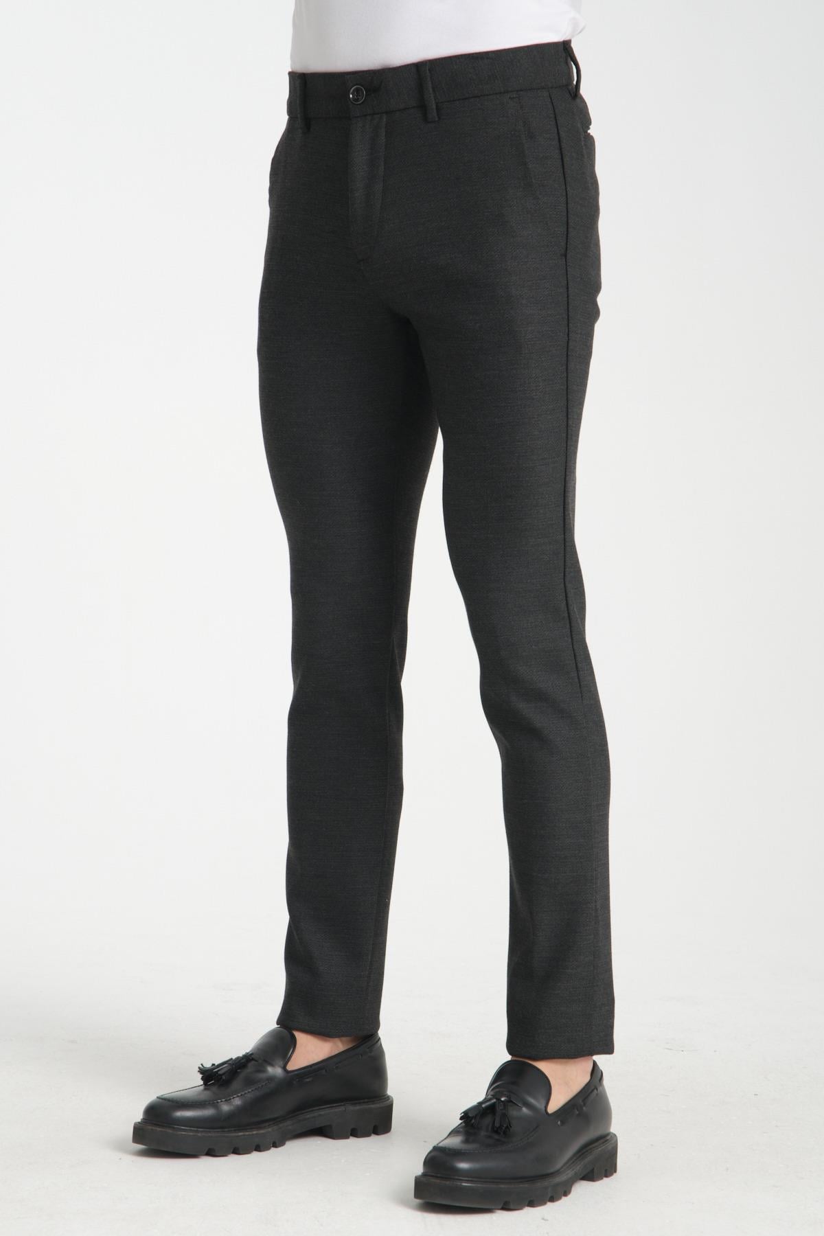 Kalın Düz Erkek Yandan Cepli Klasik Bel Slim Fit Chino Pantolon