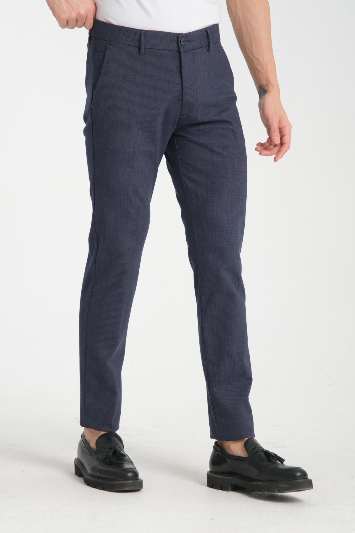 Kalın Düz Erkek Yandan Cepli Klasik Bel Slim Fit Chino Pantolon
