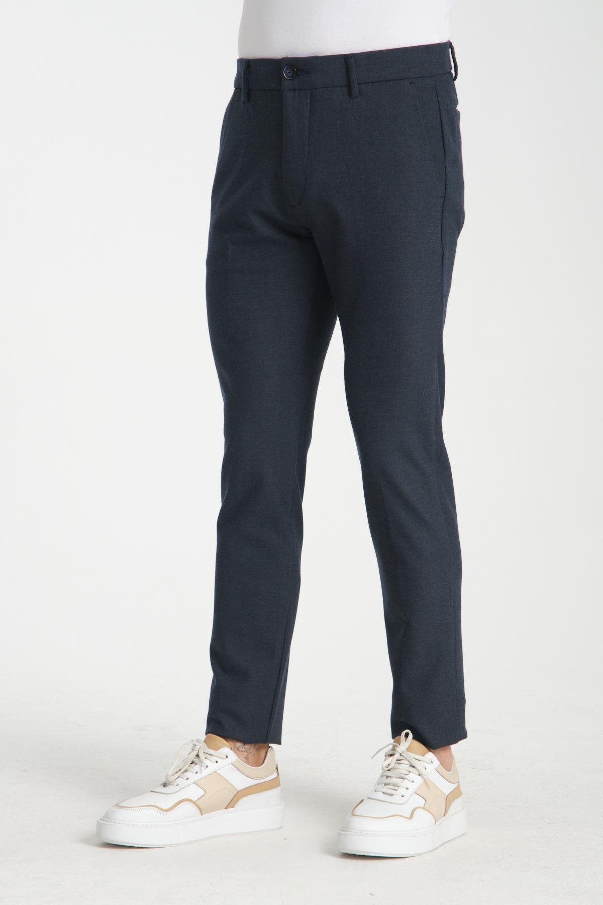 Kalın Düz Erkek Yandan Cepli Klasik Bel Slim Fit Chino Pantolon