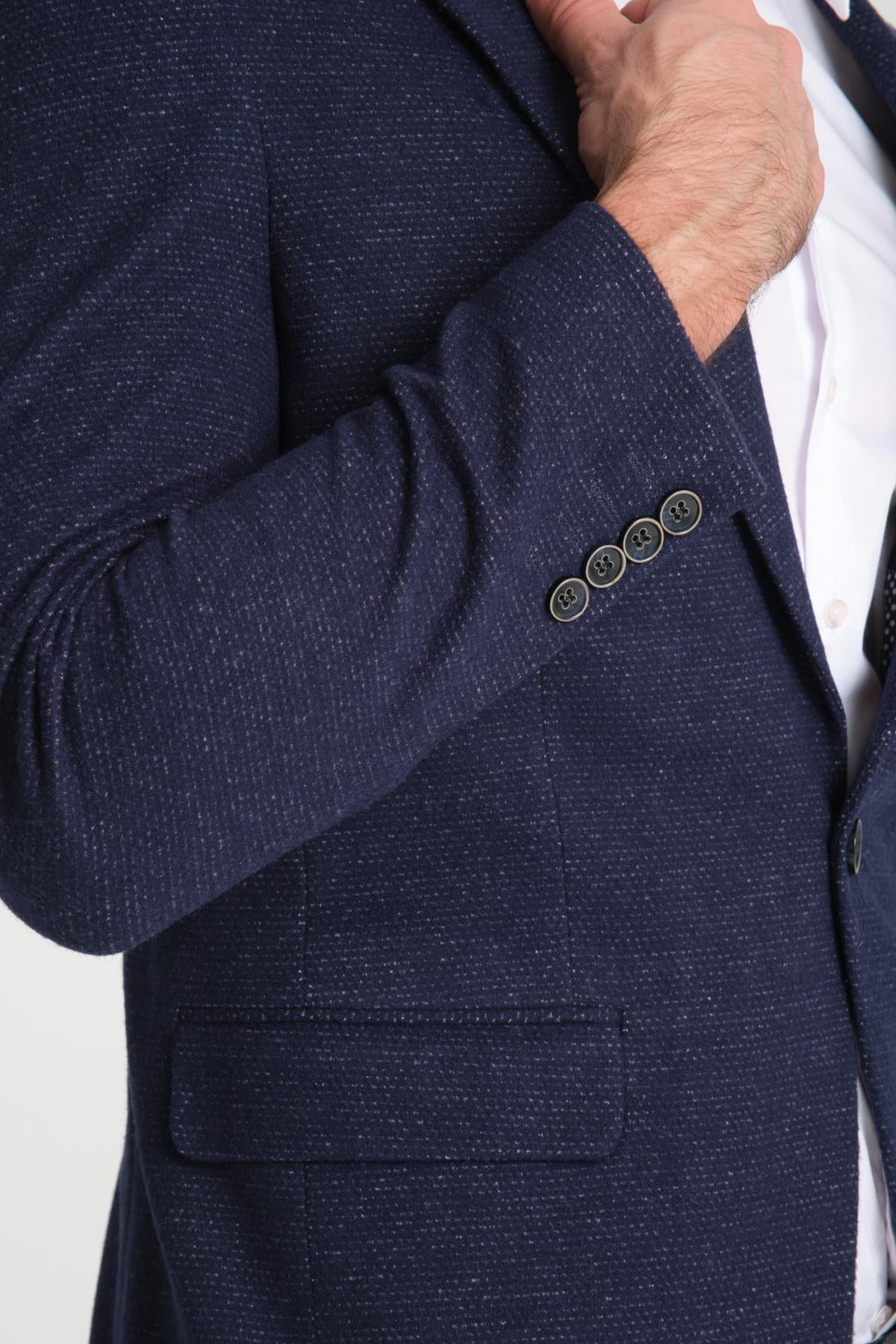 Kasetti Erkek Parlament Esnek Kumaşlı Slim Fit Mono Yaka Spor Blazer Ceket