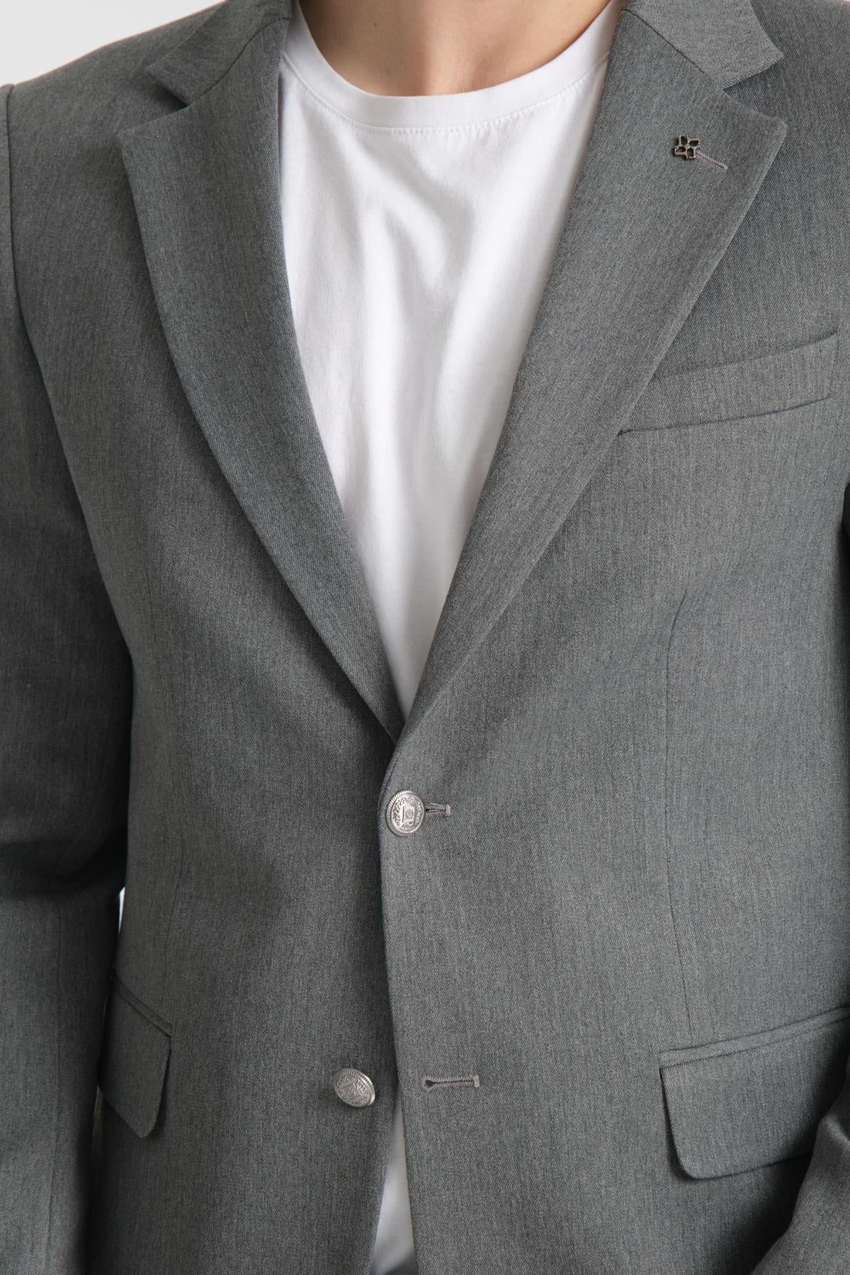 Metal Düğmeli Modern Erkek Blazer Mono Yaka Spor Ceket Örme