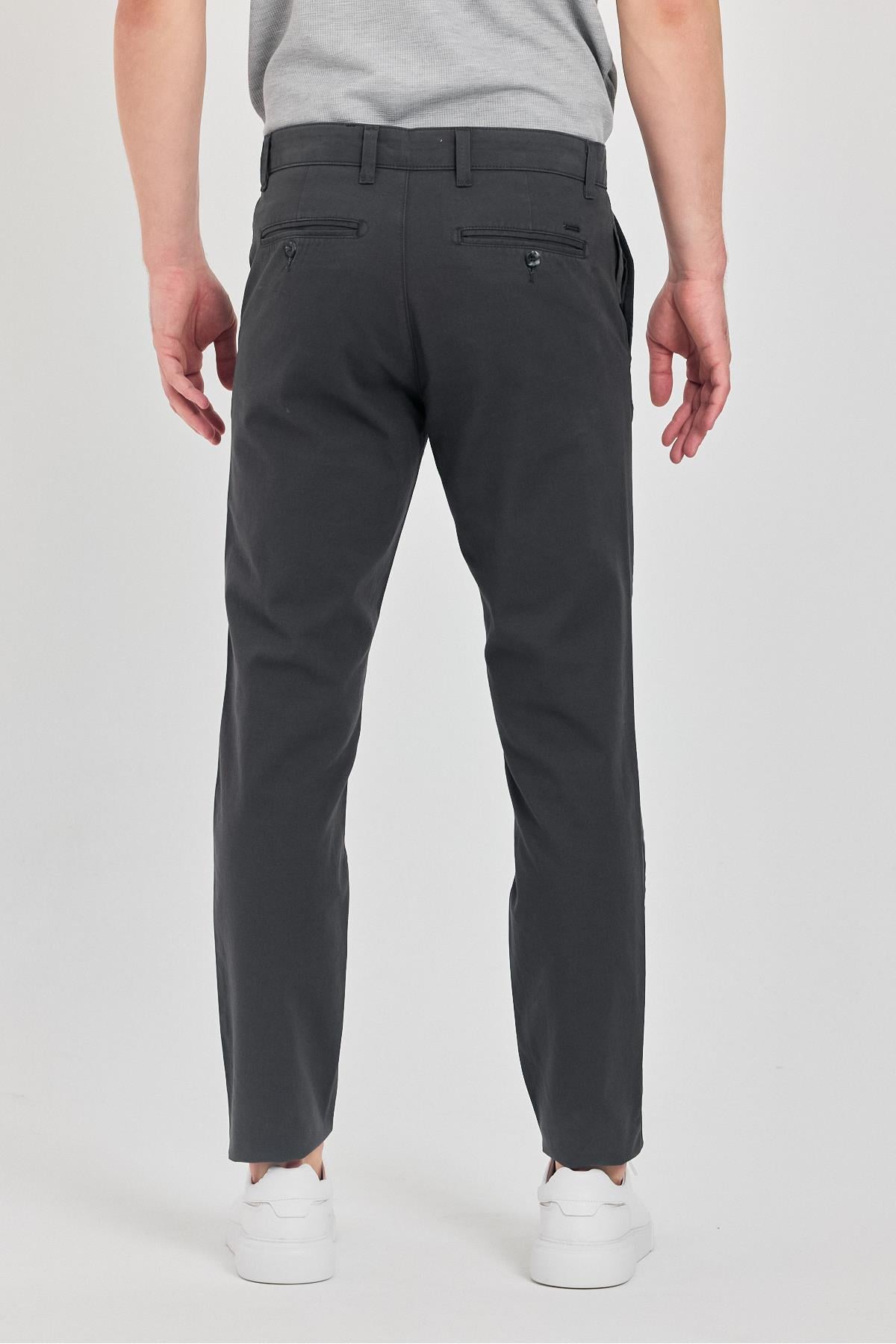 Milano Erkek Grey Pamuklu Likralı Slim Fit Pantalon