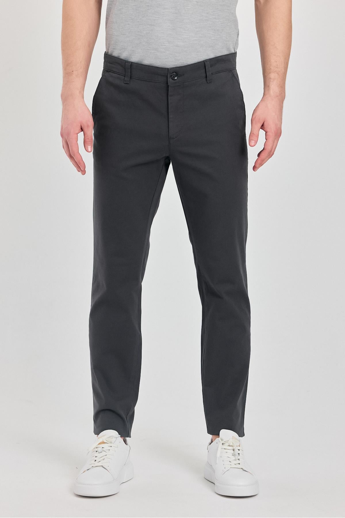 Milano Erkek Grey Pamuklu Likralı Slim Fit Pantalon