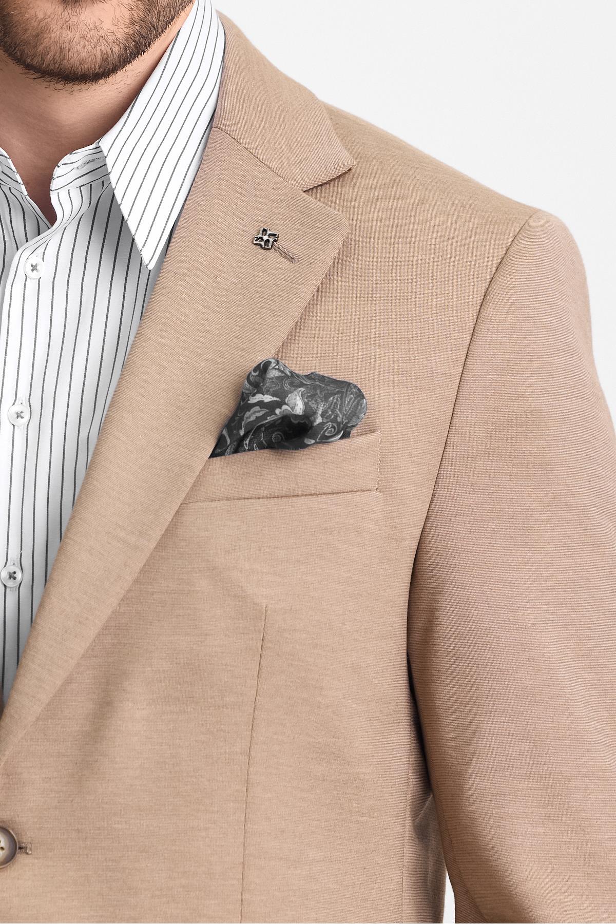 Modern Erkek Blazer Mono Yaka 360 Esneyen Yarım Astar Ceket