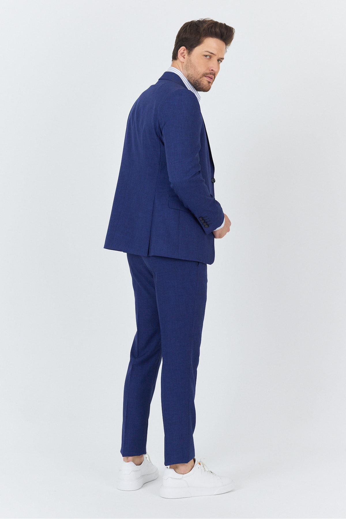 Nipoye Erkek Açık Lacivert 2'li Slim Fit Takım Elbise