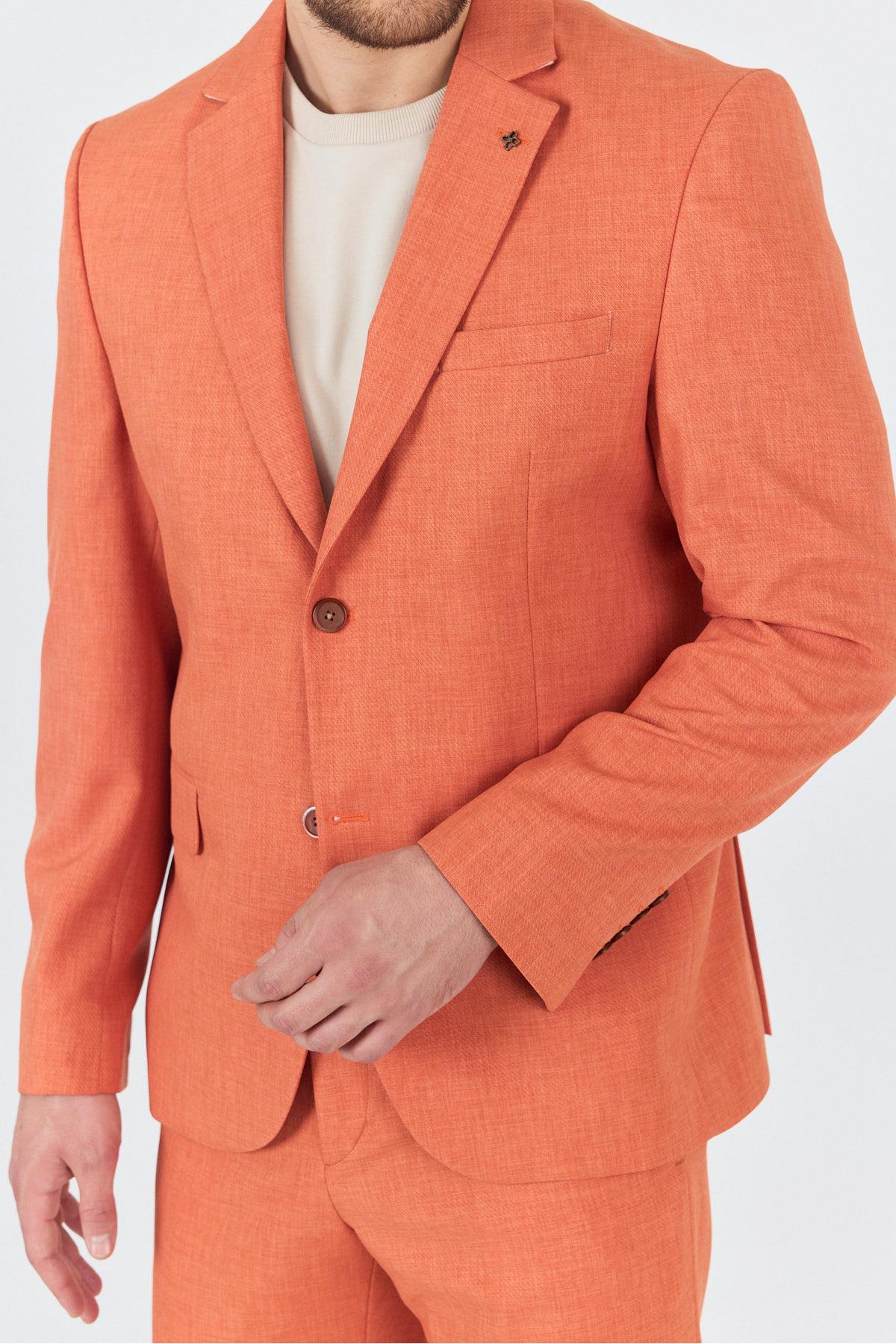 Nipoye Erkek Turuncu 2'li Slim Fit Takım Elbise