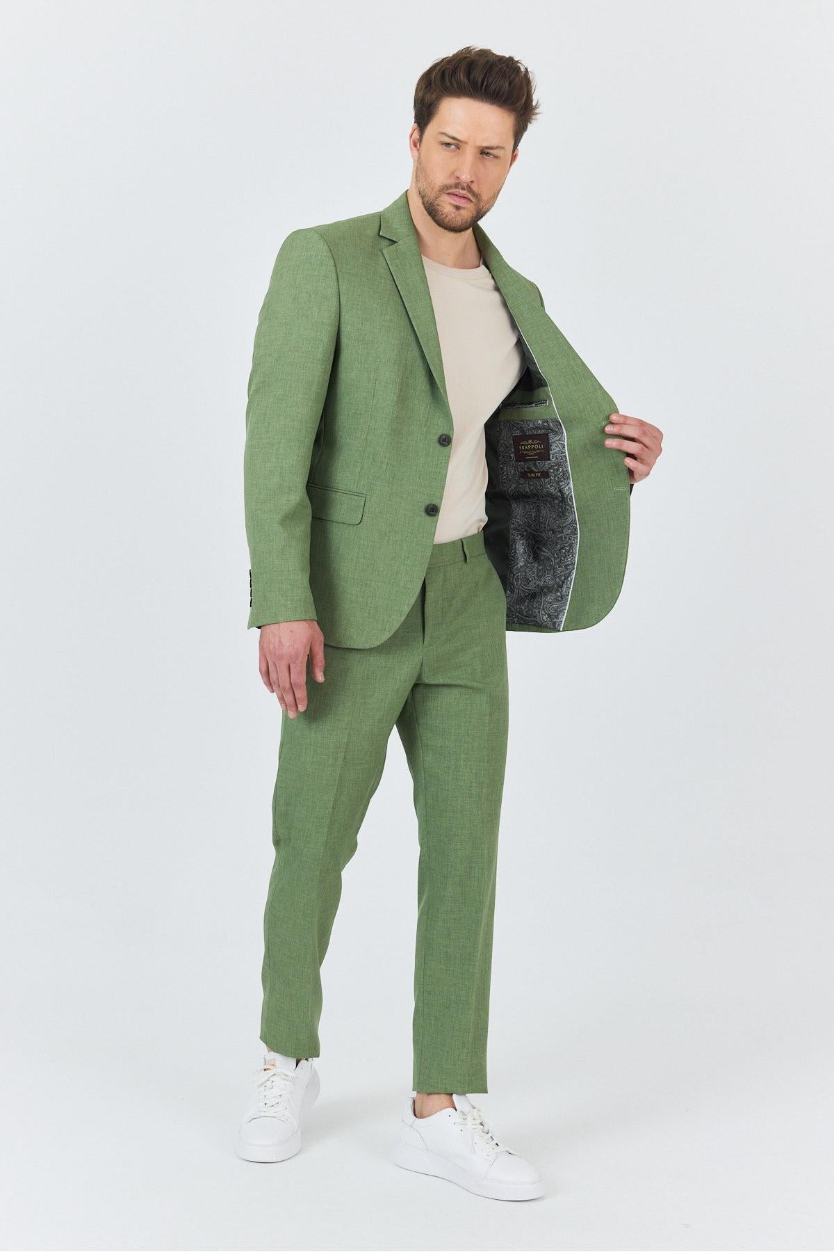 Nipoye Erkek Yeşil 2'li Slim Fit Takım Elbise