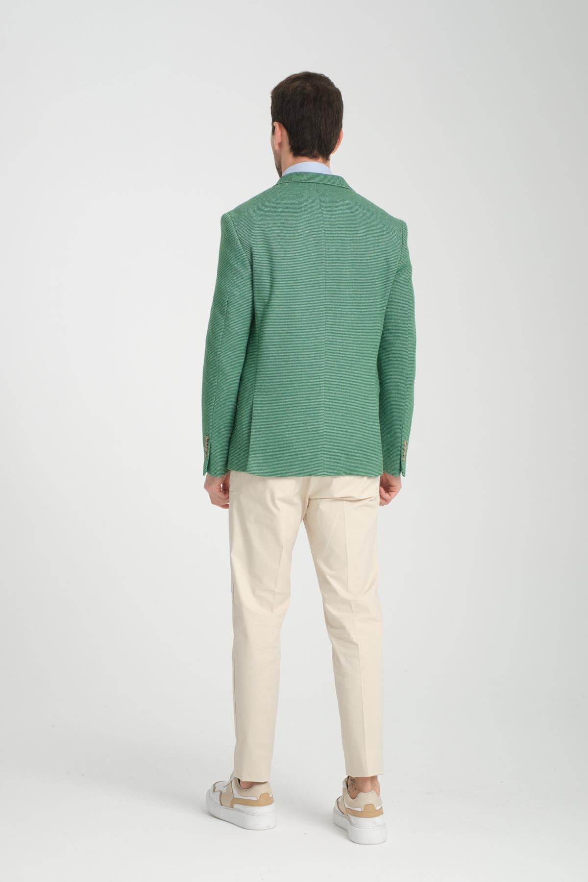 Pasure Erkek Yeşil Esnek Kumaş Slim Fit Dar Kesim Blazer Ceket