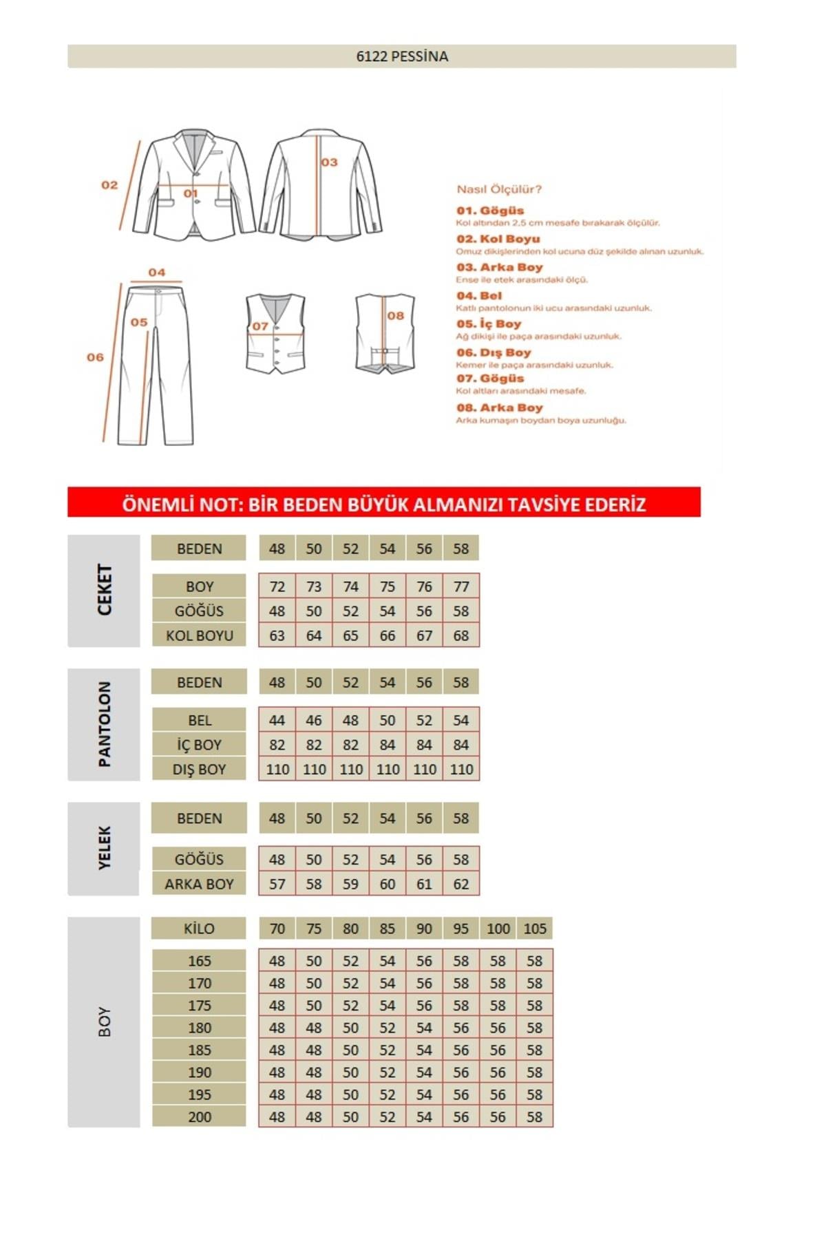 Pessina Erkek Siyah-Gri Ceket+Pantolon+Yelek Çift Yırtmaçlı Slim Fit Takim Elbise