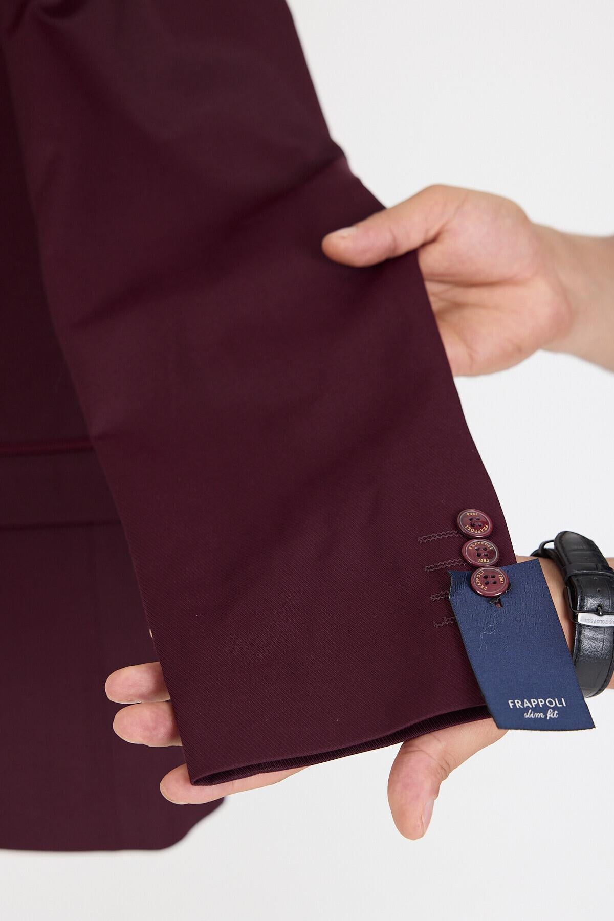 Poly Erkek Bordo Likralı Pamuklu Slim Fit Spor Blazer Ceket (Büyük Beden - Battal)