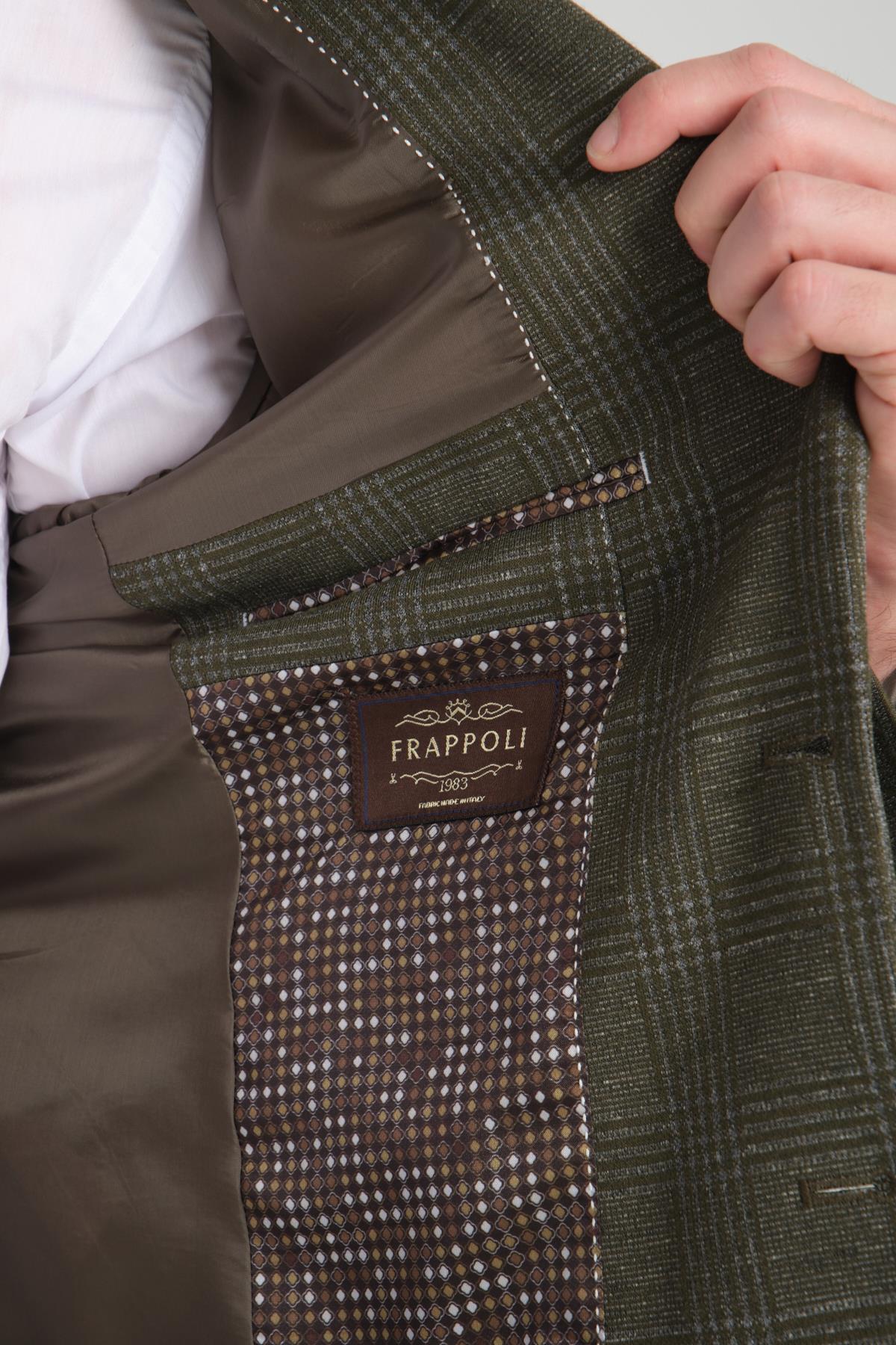 Ribas Erkek Yeşil Likralı Pamuk Karışımlı Ekose Desenli Slim Fit Spor Blazer Ceket