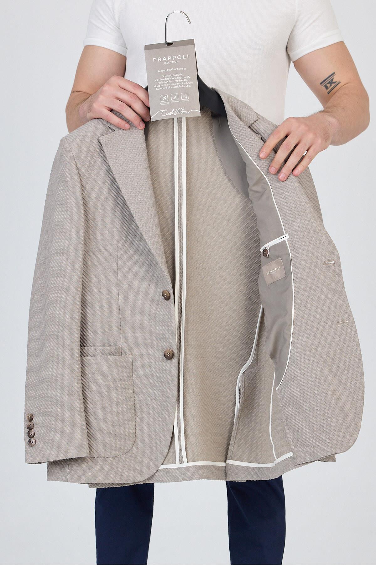 Sandeo Erkek Smoke Astarsız Soft Diagonel Desenli Esneyen Kumaş Likralı Spor Blazer Ceket