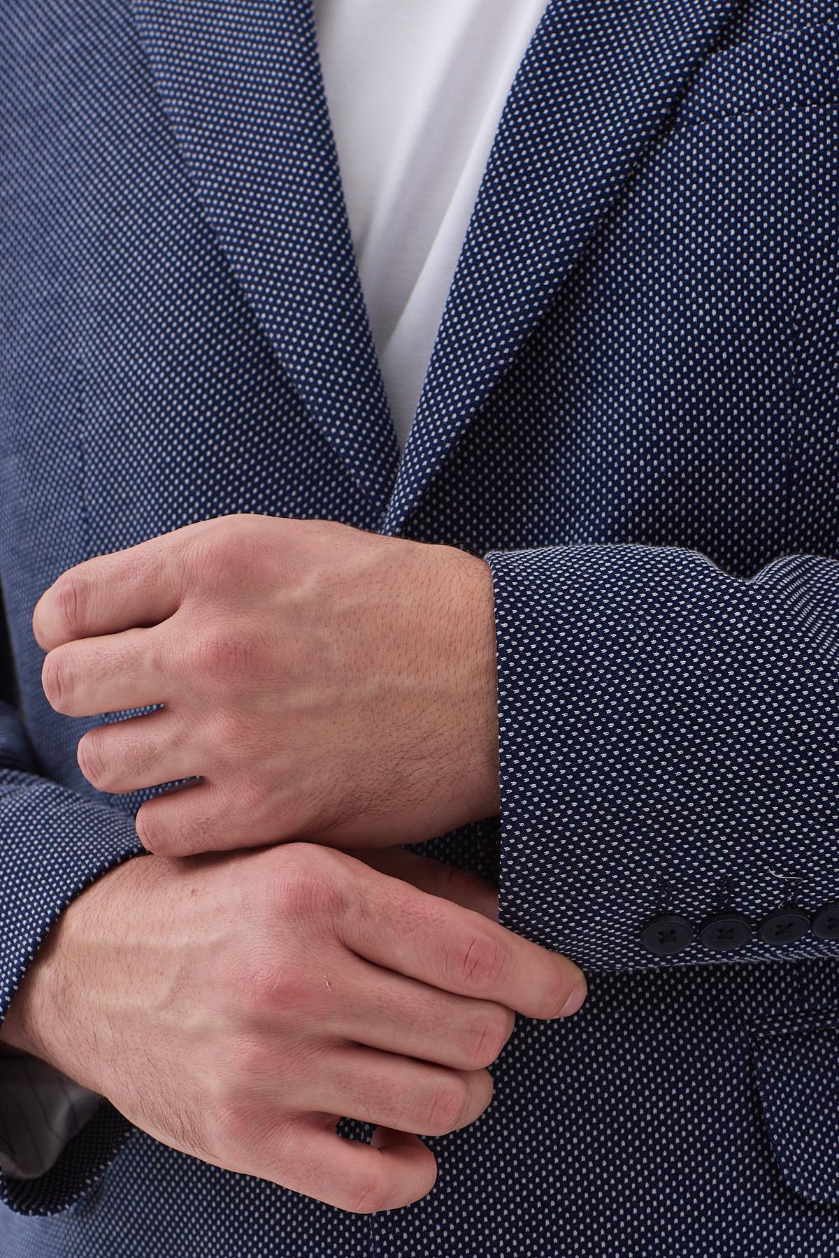 Sarbello Erkek Açık Lacivert Esnek Poliviskon Kumaşlı Tam Astar Slim Fit Mono Yaka Spor Blazer Ceket