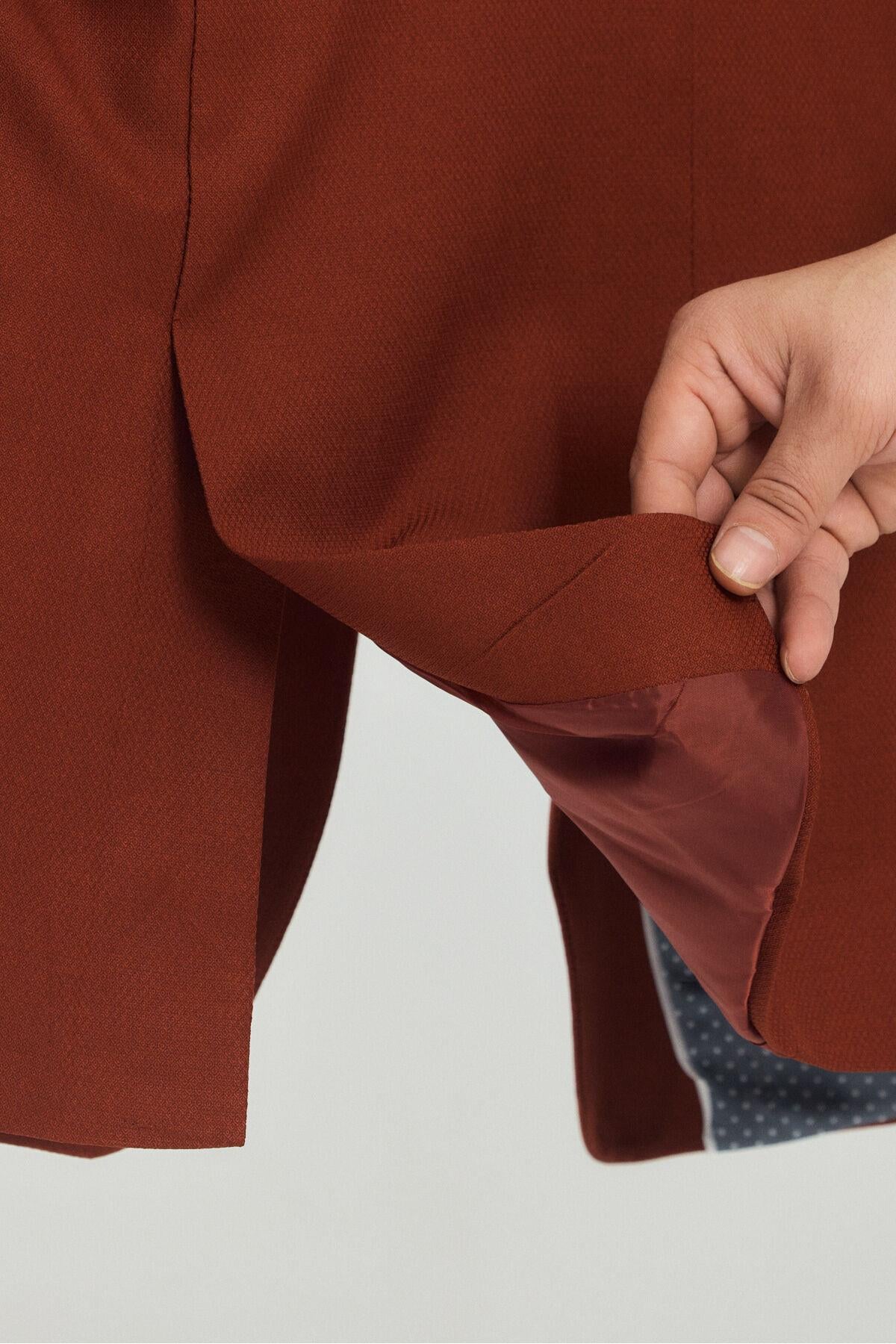 Stefa Erkek Kiremit Slim Fit Mono Yaka Blazer (Büyük Beden - Battal)