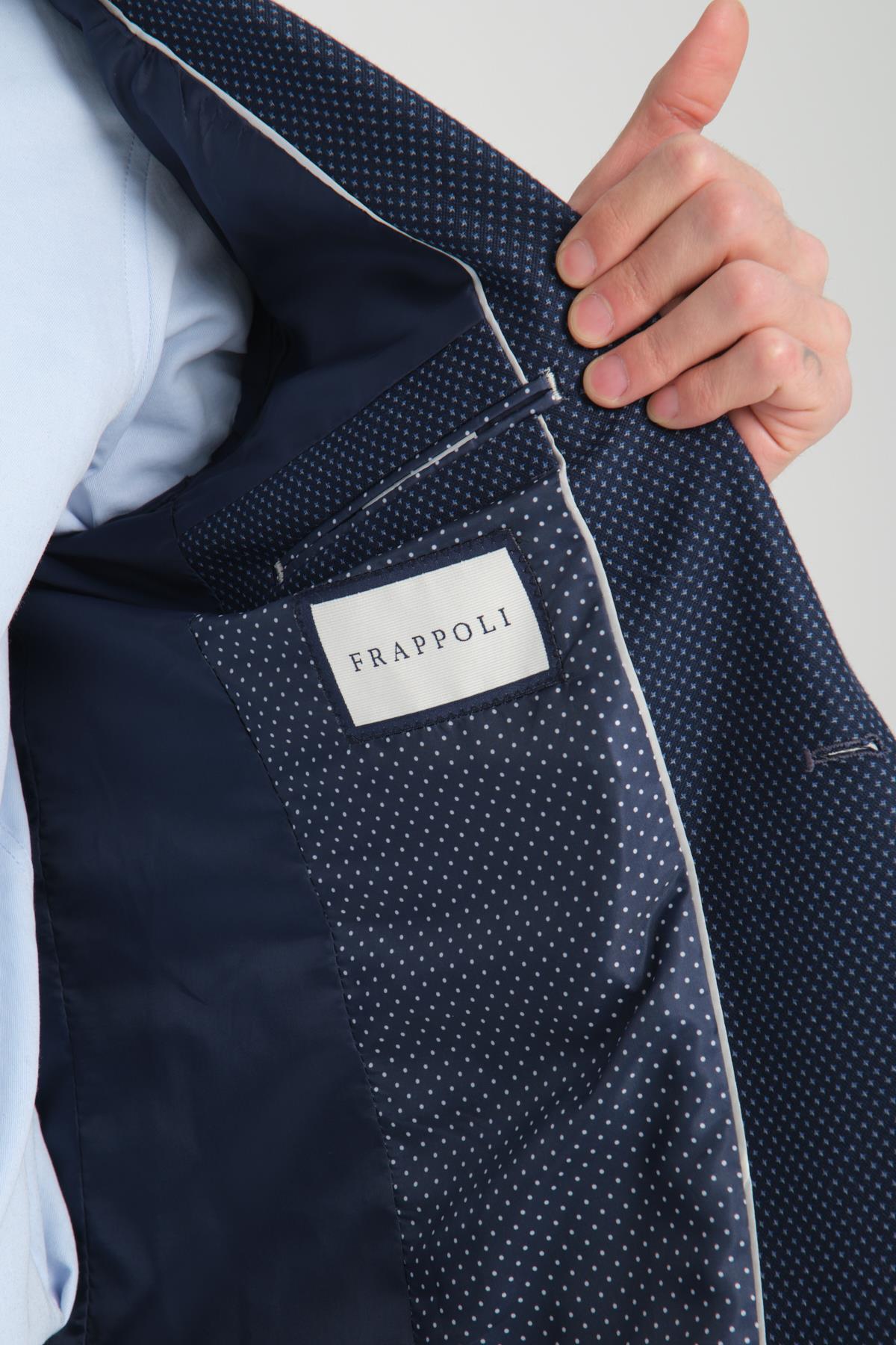Timone Erkek Açık Lacivert Slim Fit Dar Kesim Desenli Mevsimlik Blazer Ceket