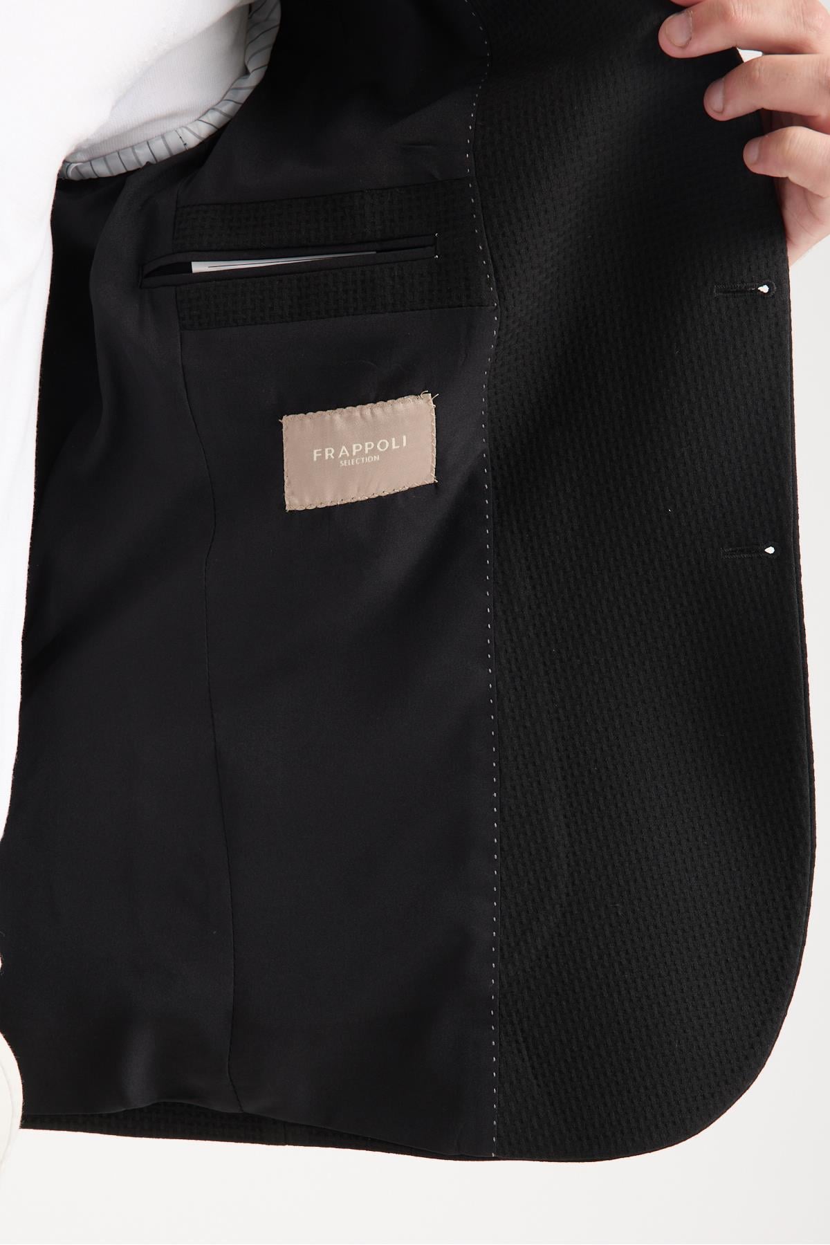 Tommas Erkek Siyah Yarım Astar Torba Cep Likralı Gofre Kumaşlı Spor Blazer Ceket