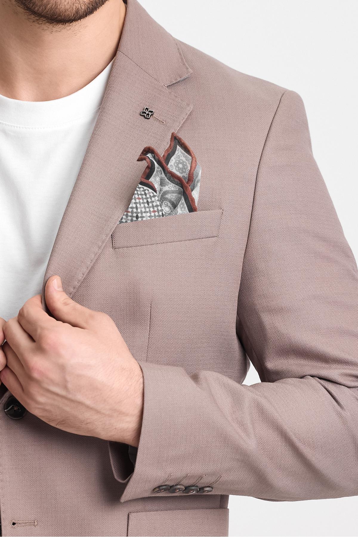 Venüs Erkek Vizon 4 Mevsim Rahat Kumaş Slim Fit Yarım Astarlı Spor Blazer Ceket