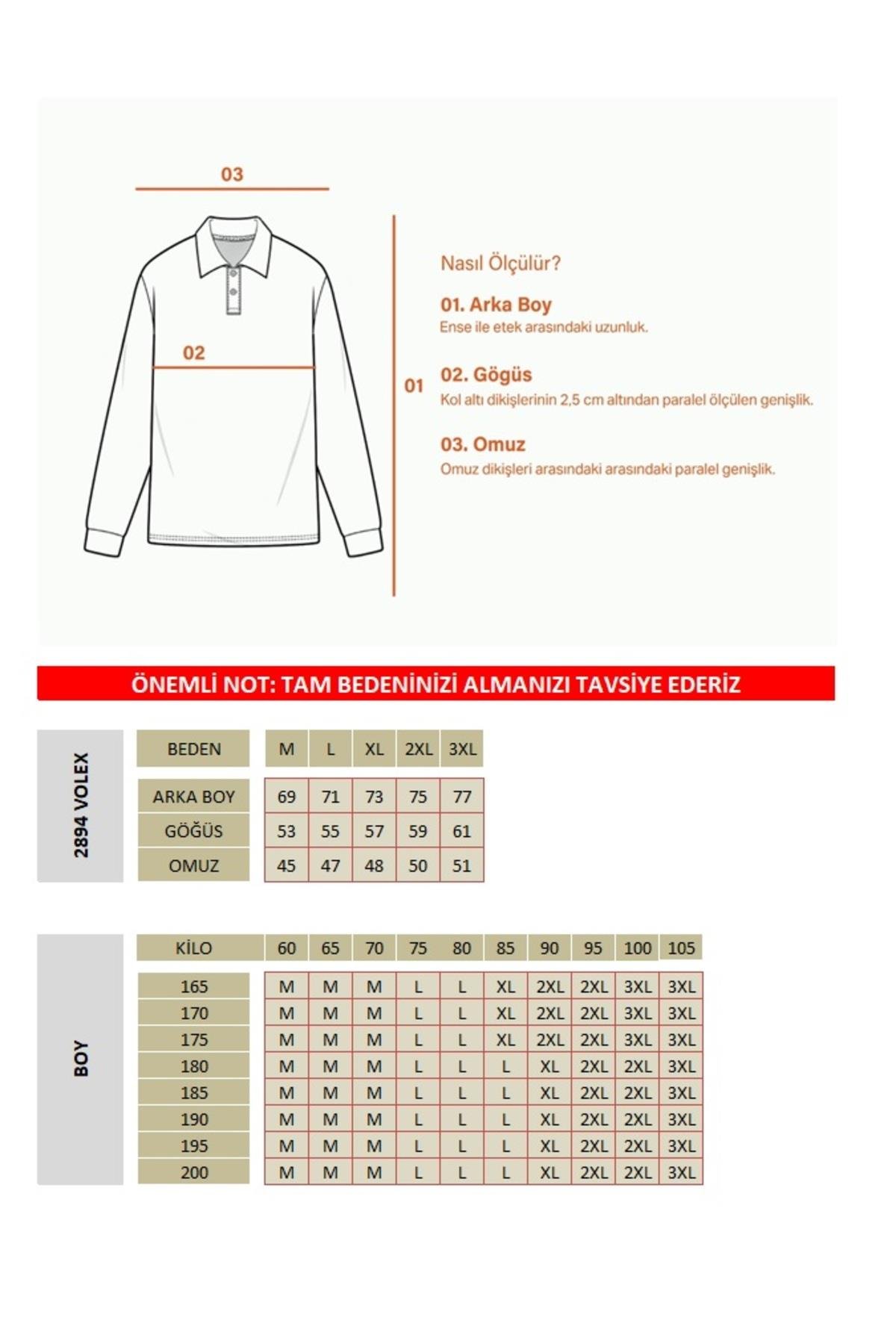 Volex Erkek Haki Likralı %100 Pamuk Yaka Detaylı Slim Fit Uzun Kollu Polo Yaka Swearshirt