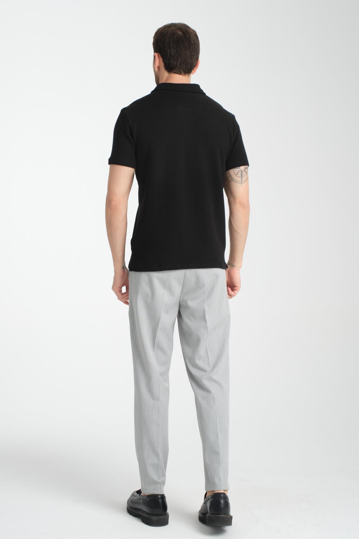 Waffle Erkek Regular Fit Polo Yaka T-Shirt 100% Pamuk POLOYAKA-DÜĞMELİ