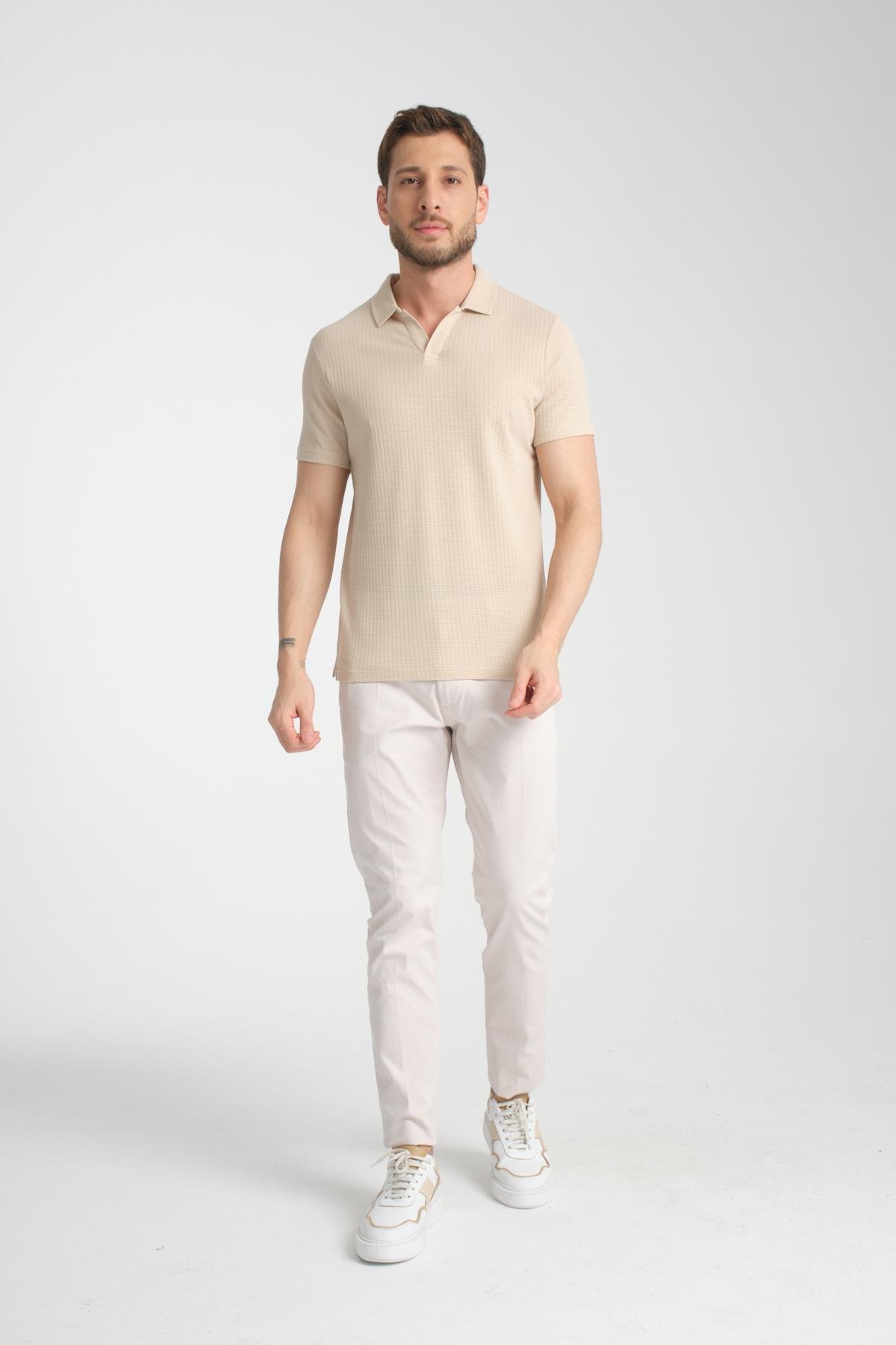 Waffle Erkek Regular Fit Polo Yaka T-Shirt 100% Pamuk POLOYAKA