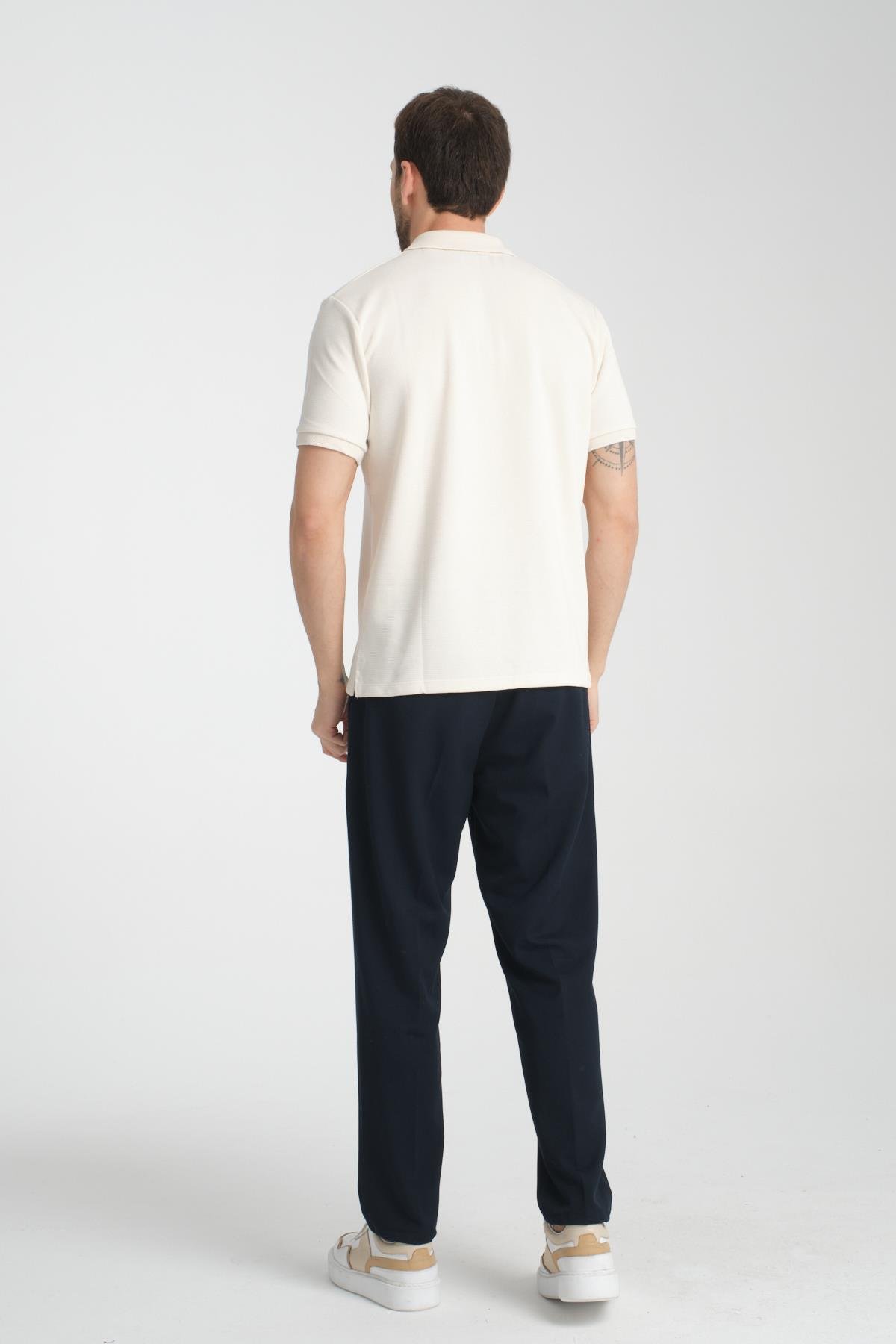Waffle Erkek Regular Fit Polo Yaka T-Shirt 100% Pamuk POLOYAKA-DÜĞMELİ
