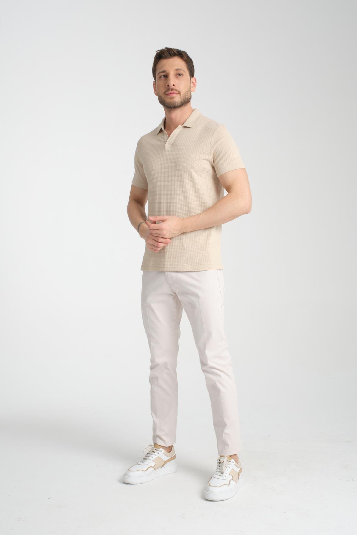 Waffle Erkek Regular Fit Polo Yaka T-Shirt 100% Pamuk POLOYAKA