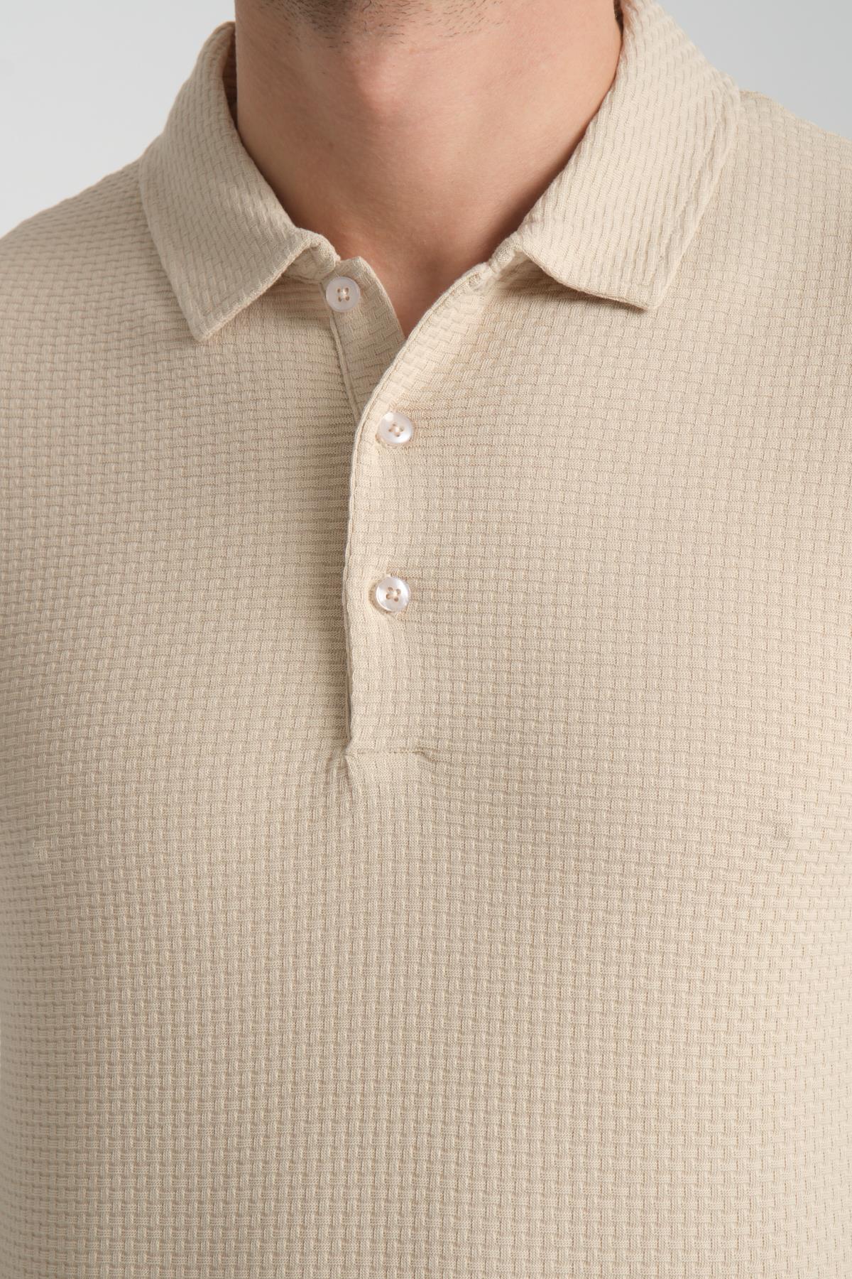 Waffle Erkek Regular Fit Polo Yaka T-Shirt 100% Pamuk POLOYAKA-DÜĞMELİ