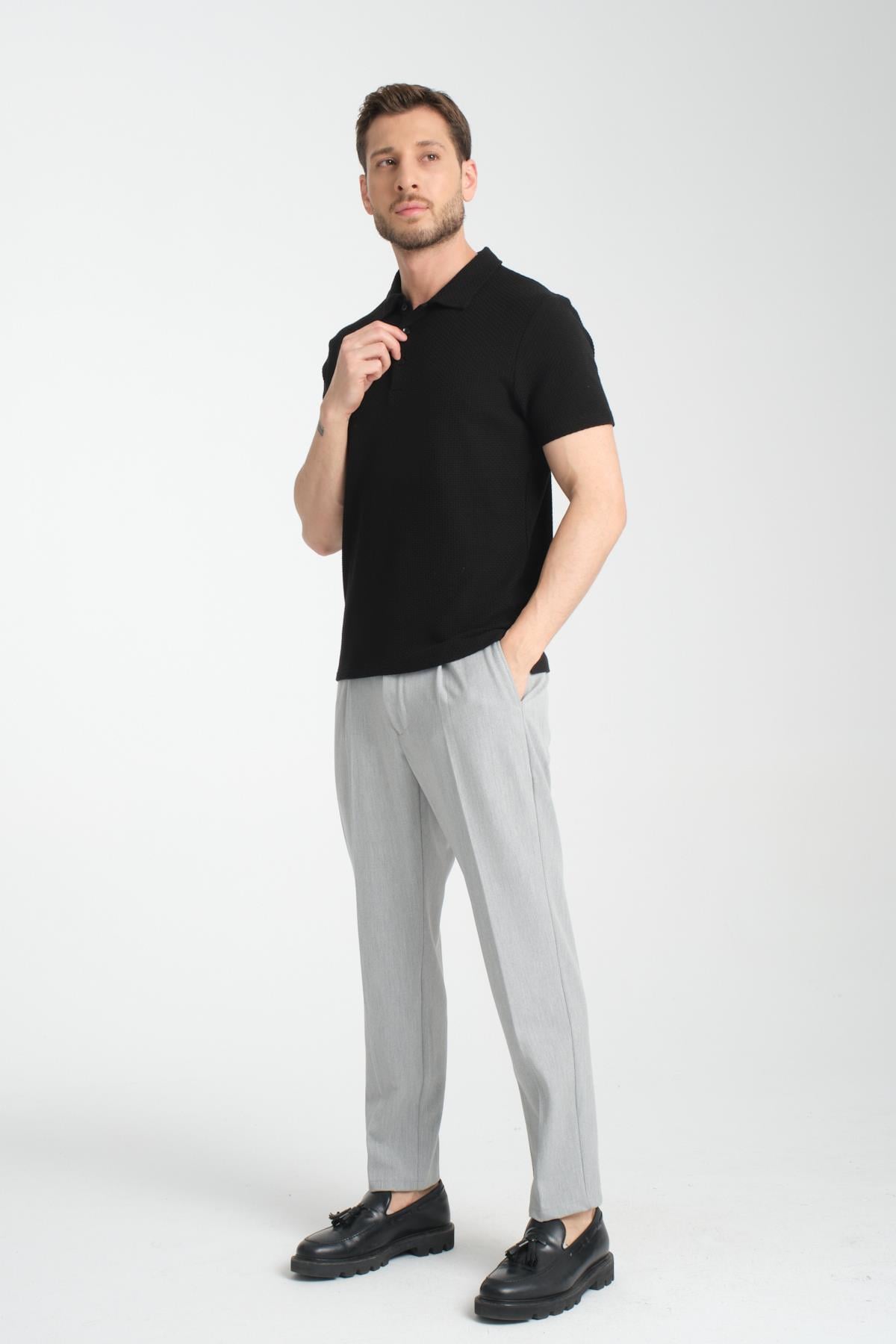 Waffle Erkek Regular Fit Polo Yaka T-Shirt 100% Pamuk POLOYAKA-DÜĞMELİ